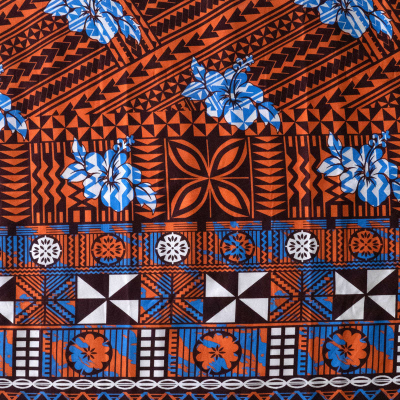 Traditional Polynesian Geometric Flower Design Cotton Fabric | Islands Fabric