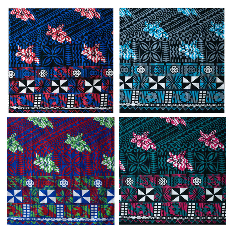 Traditional Polynesian Geometric Flower Design Cotton Fabric | Islands Fabric