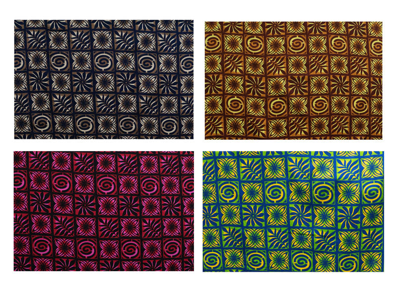 Traditional Polynesian Tapa Checkered Design Cotton Light Barkcloth Fabric | Islands Fabric