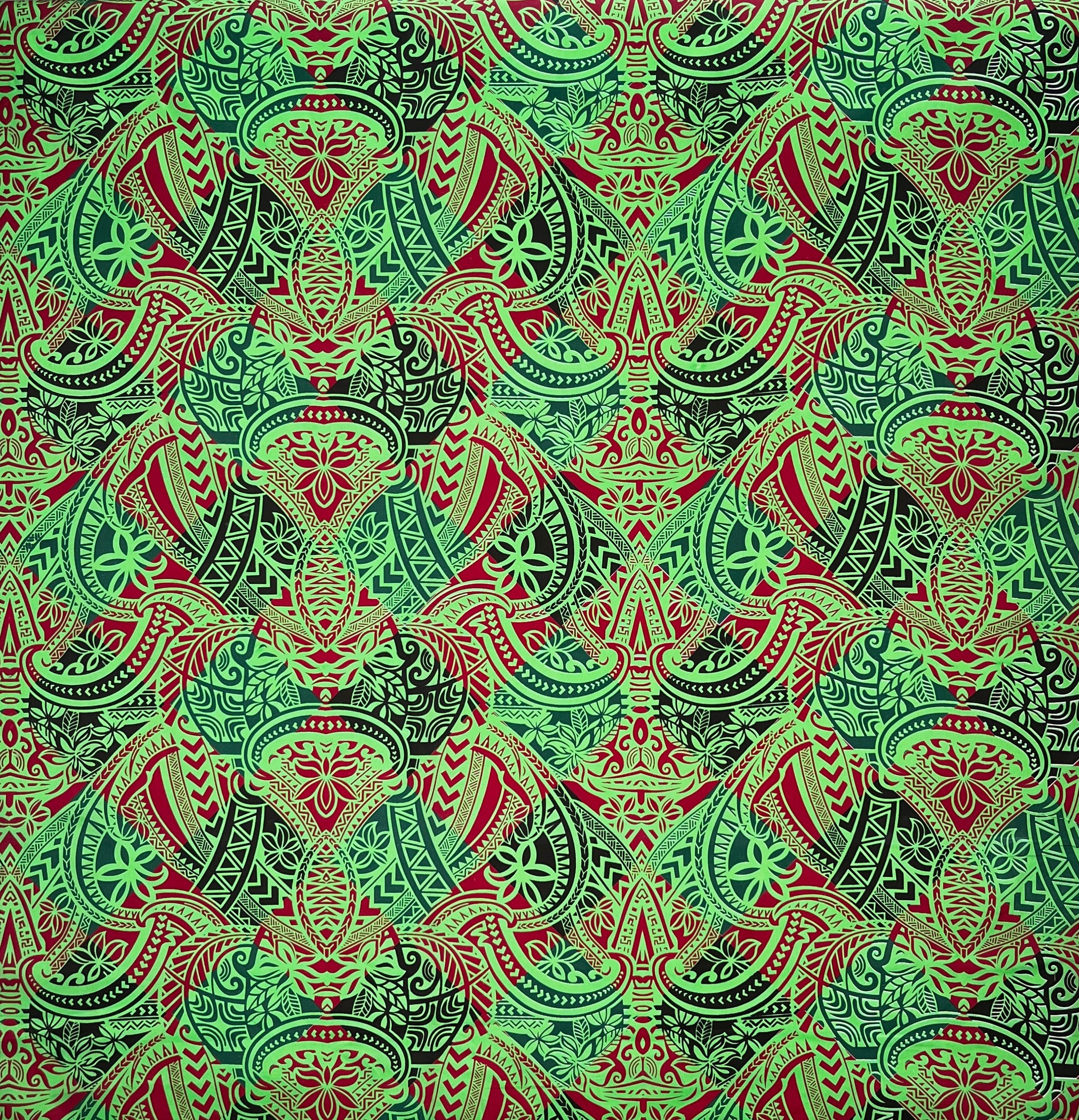 Traditional Polynesian Tattoo All Over design Polyester Fabric | Islands Fabric