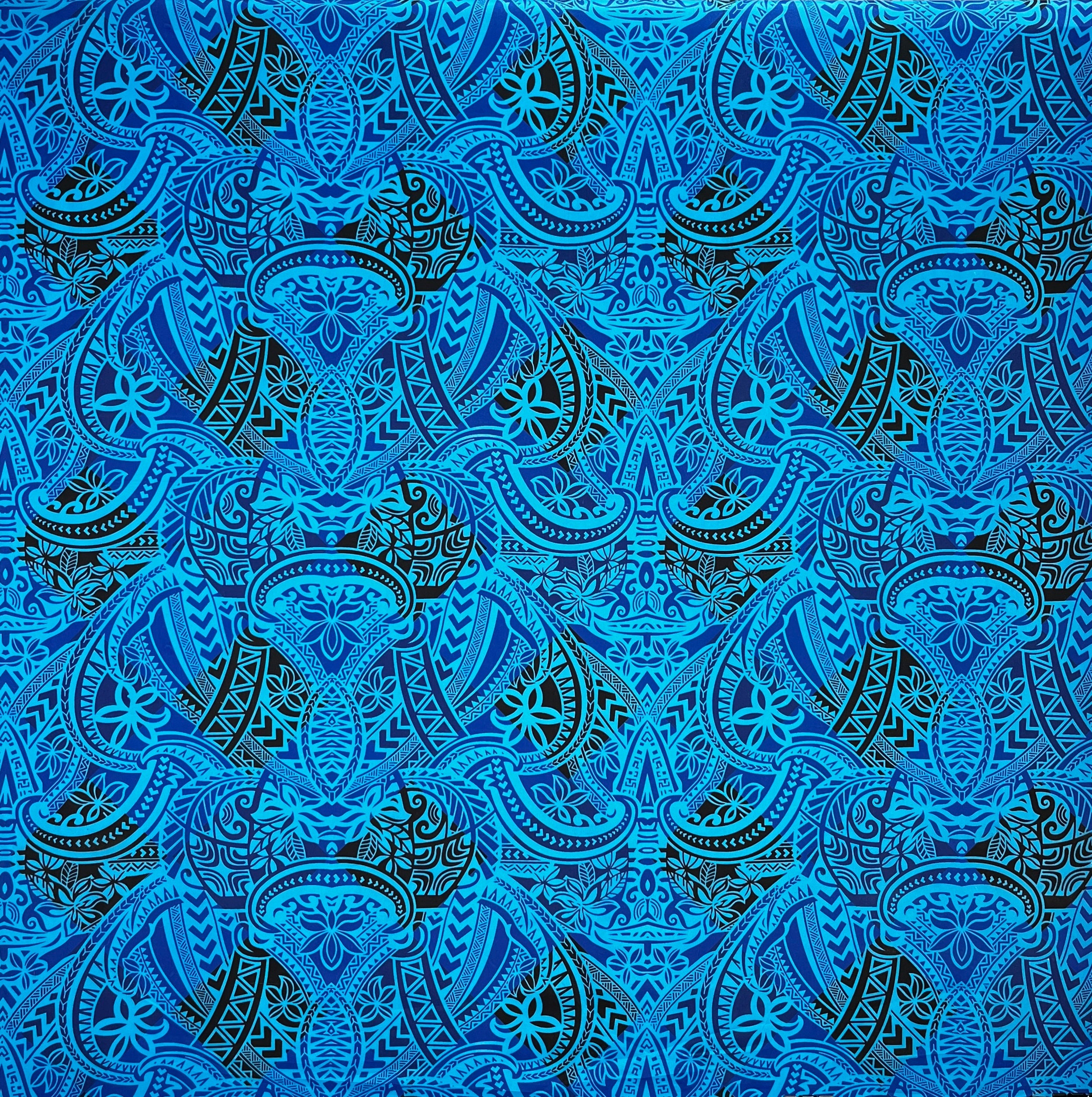 Traditional Polynesian Tattoo All Over design Polyester Fabric | Islands Fabric