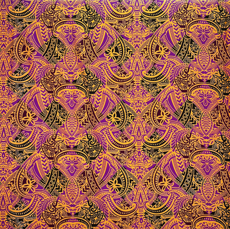 Traditional Polynesian Tattoo All Over design Polyester Fabric | Islands Fabric