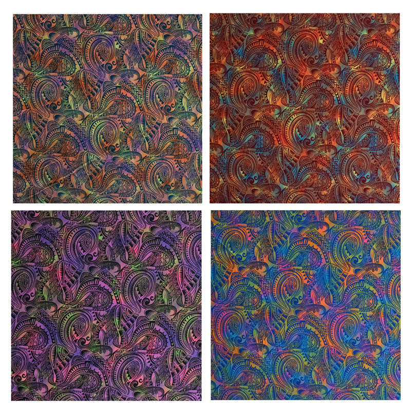 Traditional Polynesian Tattoo Design Watercolor Polyester Fabric | Islands Fabric