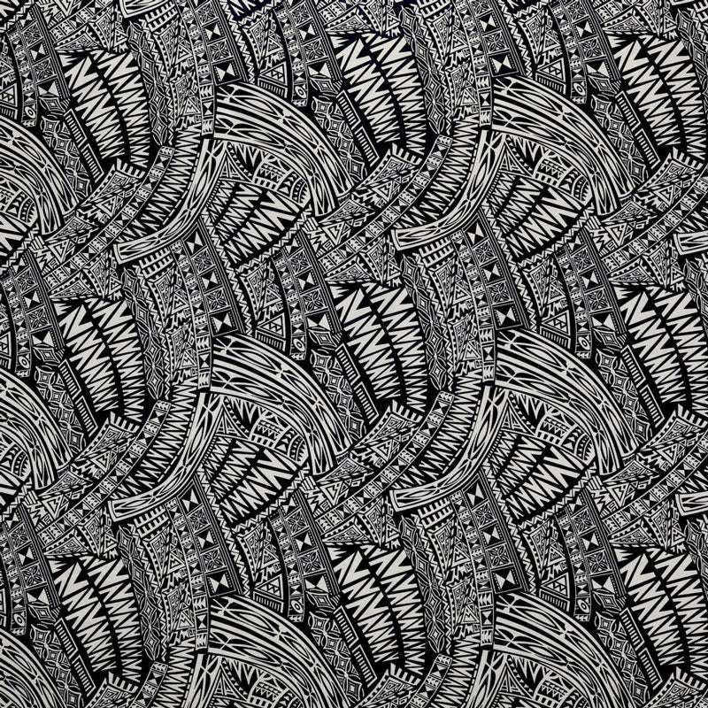 Traditional Polynesian Tattoo Cotton Light-Barkcloth Fabric | Islands Fabric