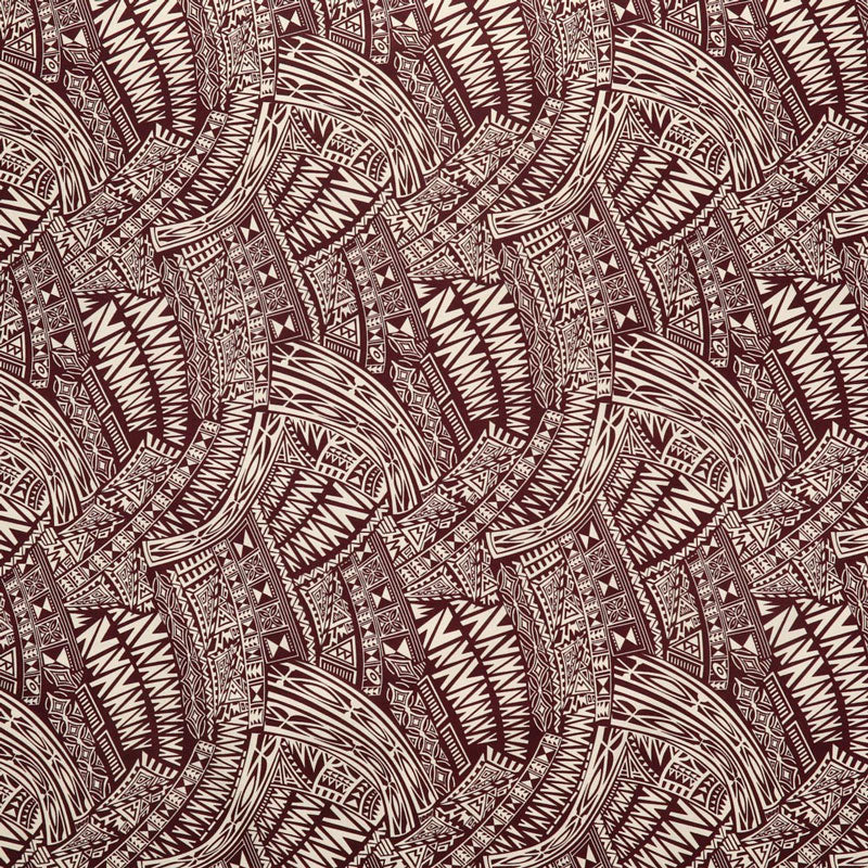 Traditional Polynesian Tattoo Cotton Light-Barkcloth Fabric | Islands Fabric