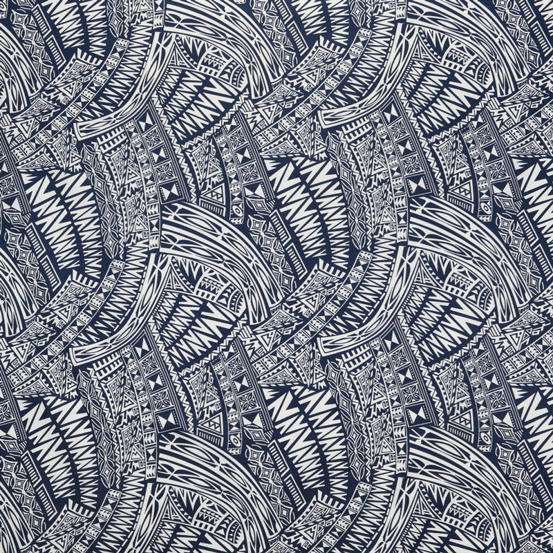 Traditional Polynesian Tattoo Cotton Light-Barkcloth Fabric | Islands Fabric