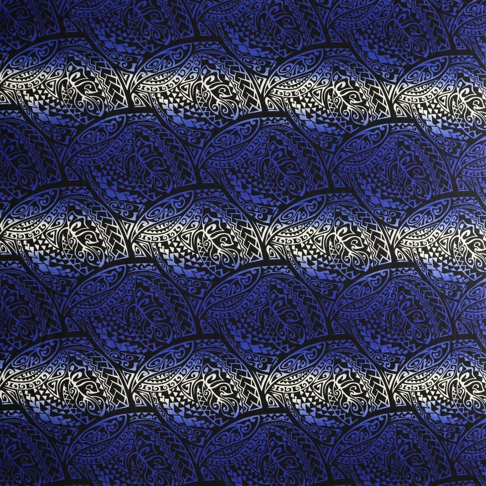 Traditional Polynesian Tattoo Gradient Design Cotton-Poplin Fabric | Islands Fabric