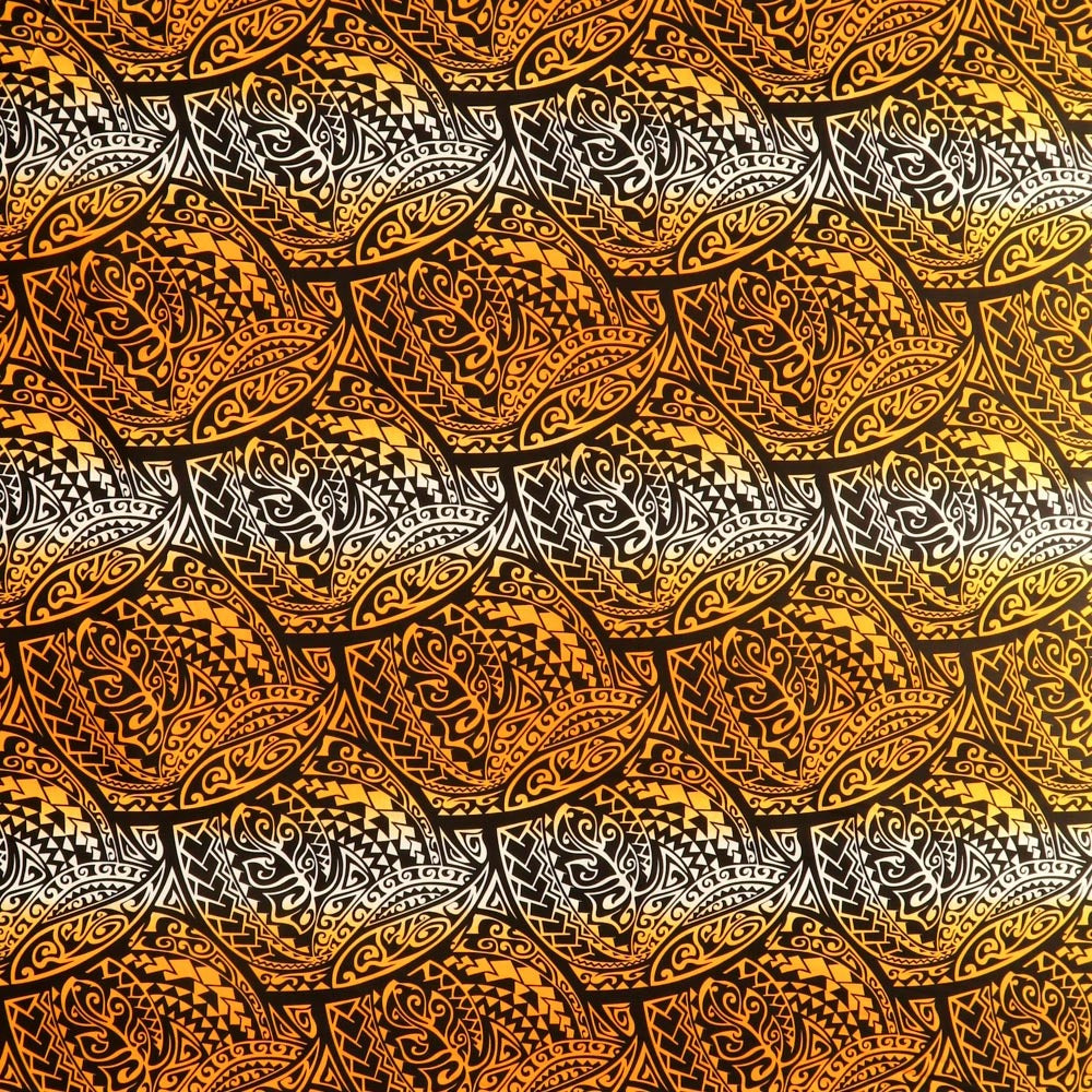 Traditional Polynesian Tattoo Gradient Design Cotton-Poplin Fabric | Islands Fabric