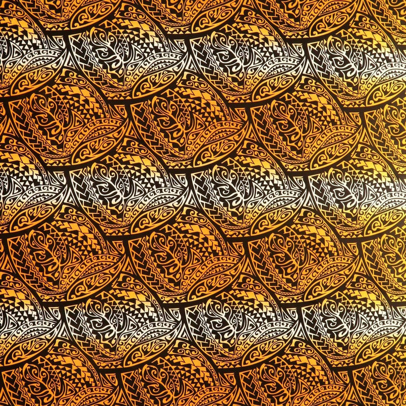 Traditional Polynesian Tattoo Gradient Design Cotton-Poplin Fabric | Islands Fabric