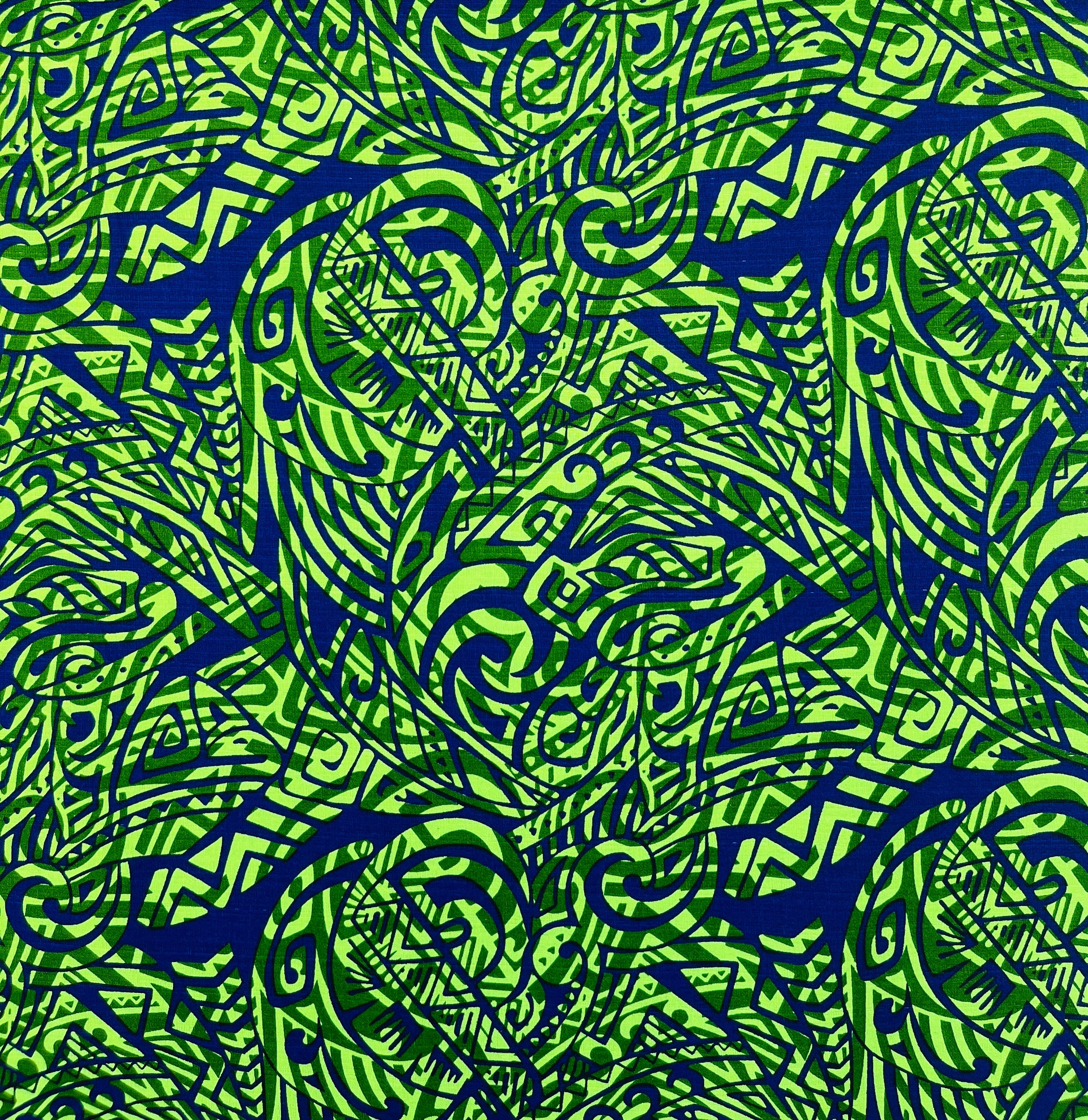 Traditional Polynesian Tattoo Swirl design Cotton Light Barkcloth Fabric | Islands Fabric