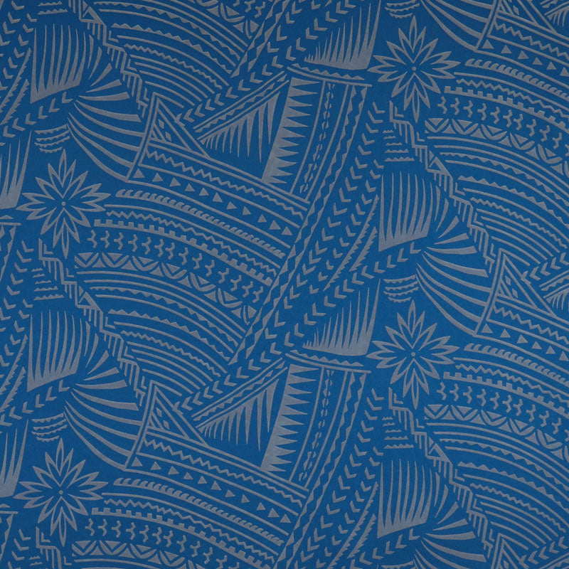 Traditional Polynesian Tattoo w/ Flower Flocking Fabric| Islands Fabric