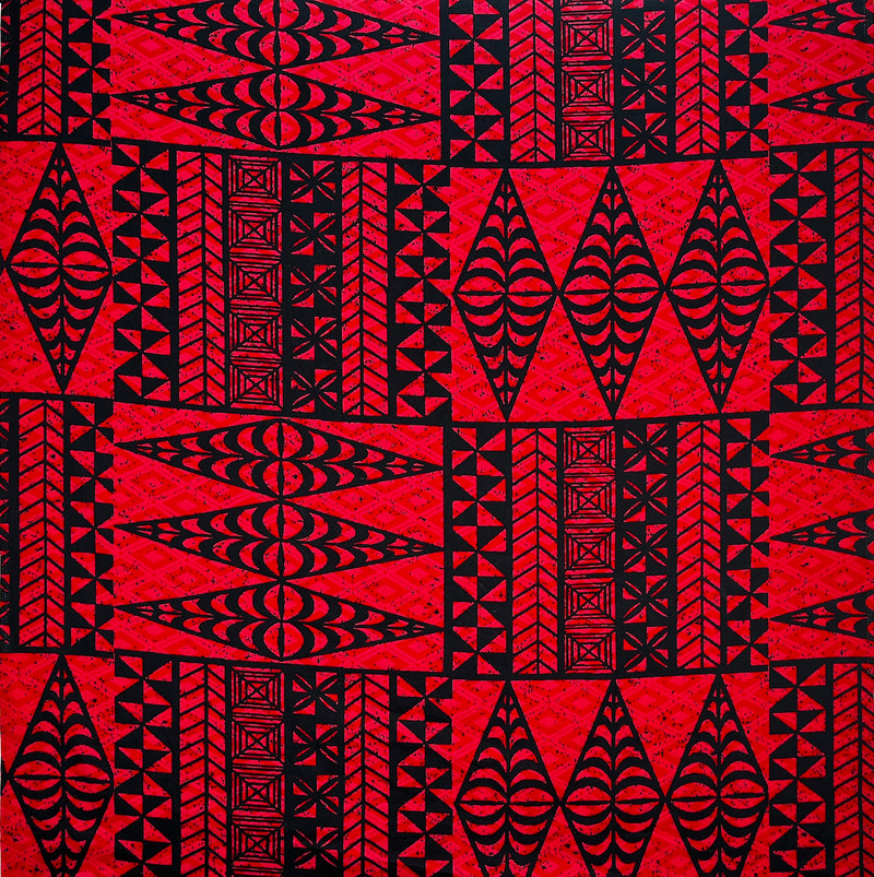 Traditional Tongan Geometric Design Cotton Fabric | Islands Fabric