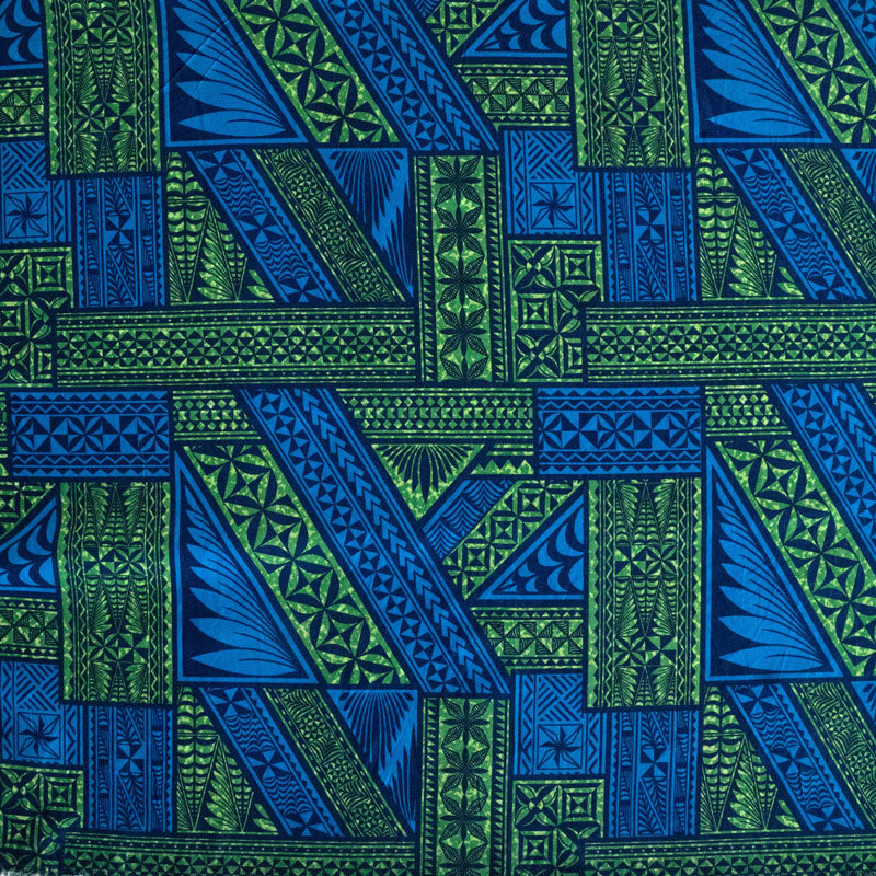 Traditional Tongan Geometric Design Peachskin Fabric # 3 | Islands Fabric