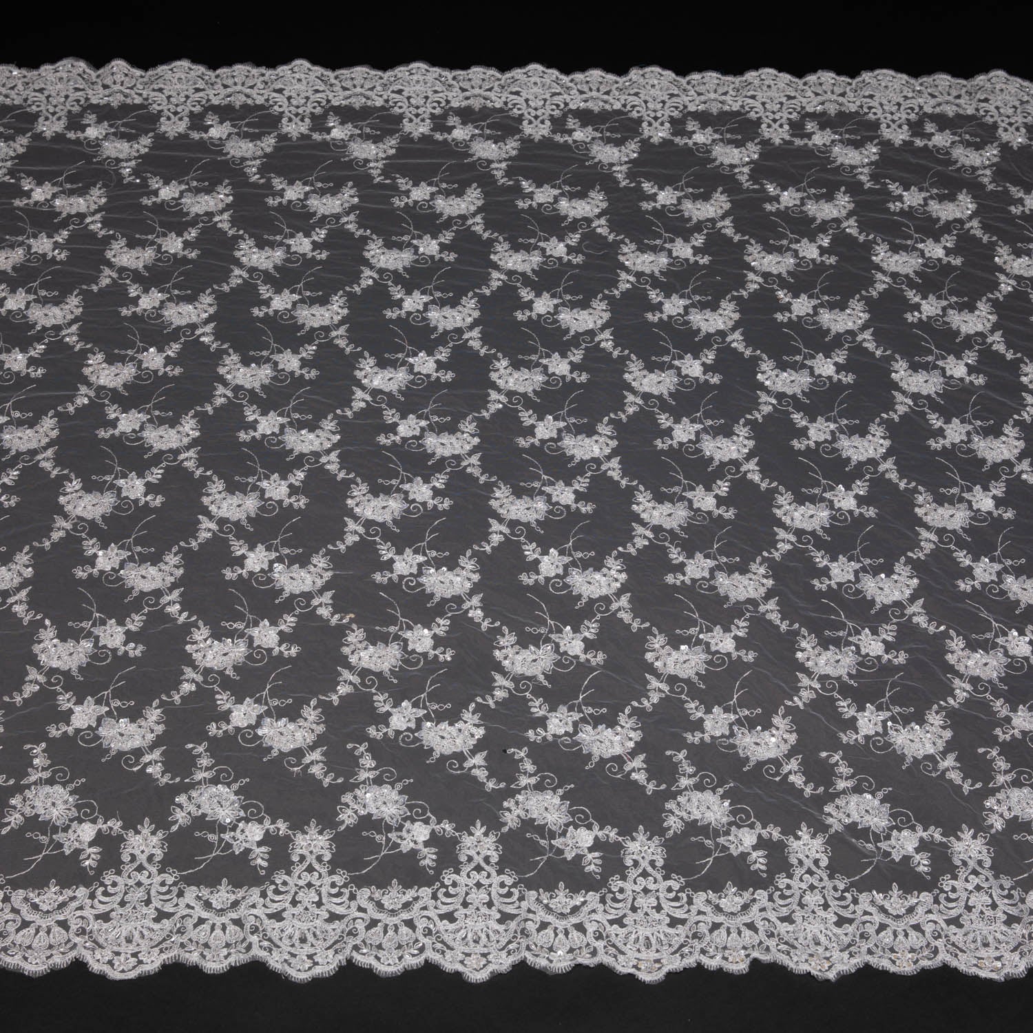 Tulle Lace Fabric Embroidered with Amazing Floral Pattern 52/54" Wide | Exquisite Fabric