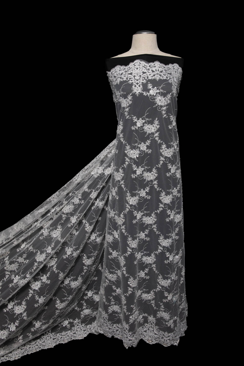 Tulle Lace Fabric Embroidered with Amazing Floral Pattern 52/54" Wide | Exquisite Fabric