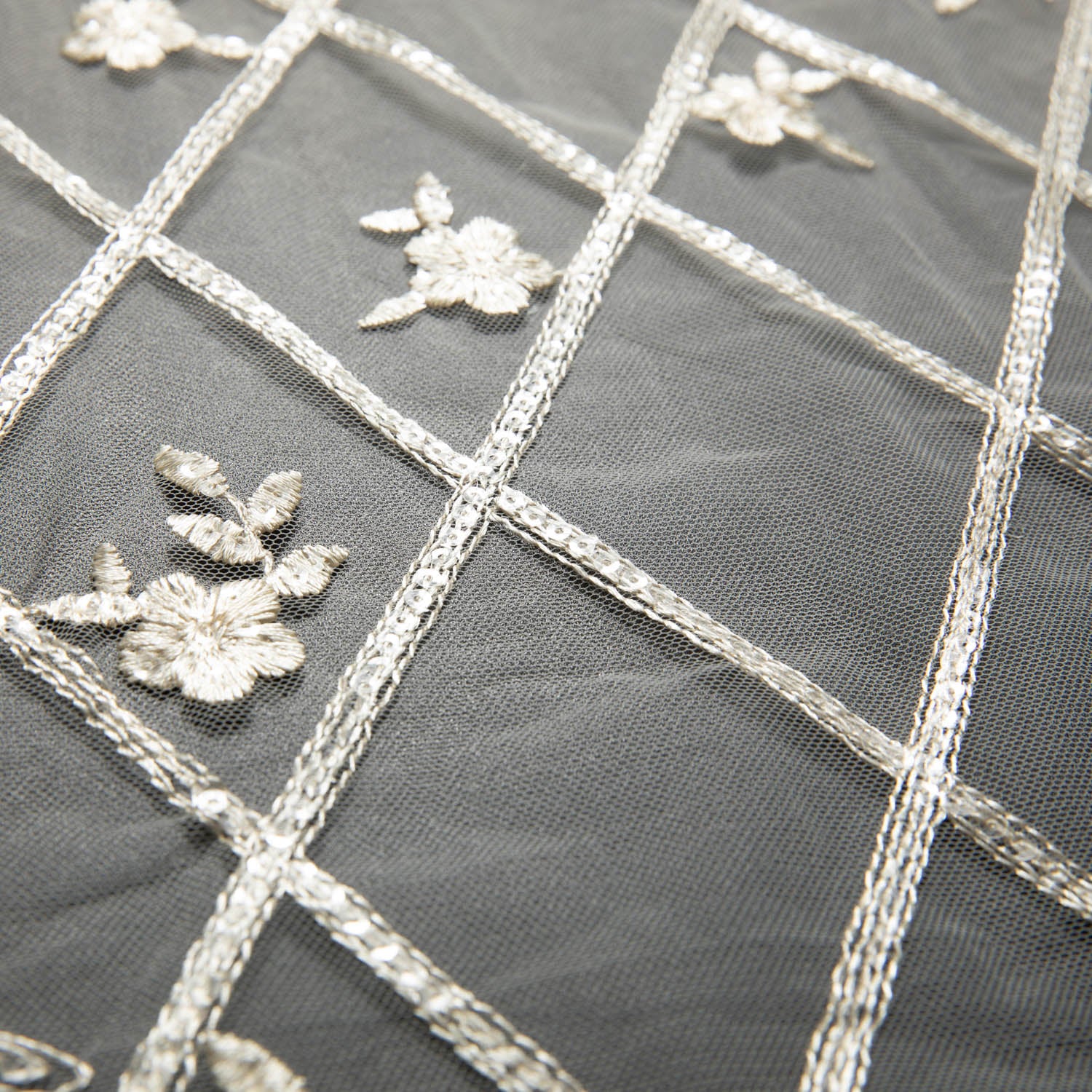 Tulle Lace Fabric Embroidered with Sequins and Floral Design 52" Wide | Exquisite Fabric