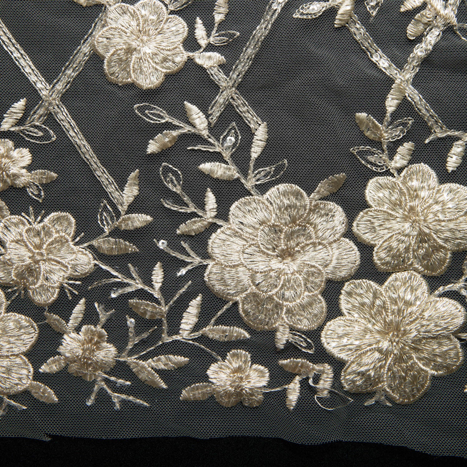Tulle Lace Fabric Embroidered with Sequins and Floral Design 52" Wide | Exquisite Fabric