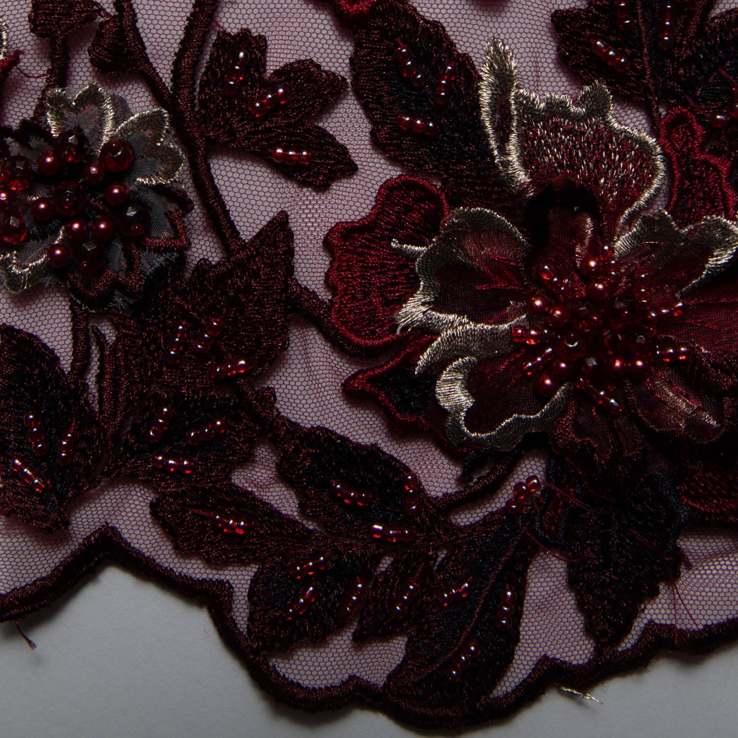 Tulle Lace Fabric Embroidered W/Applique with 3D Floral Design 52" Wide | Exquisite Fabric