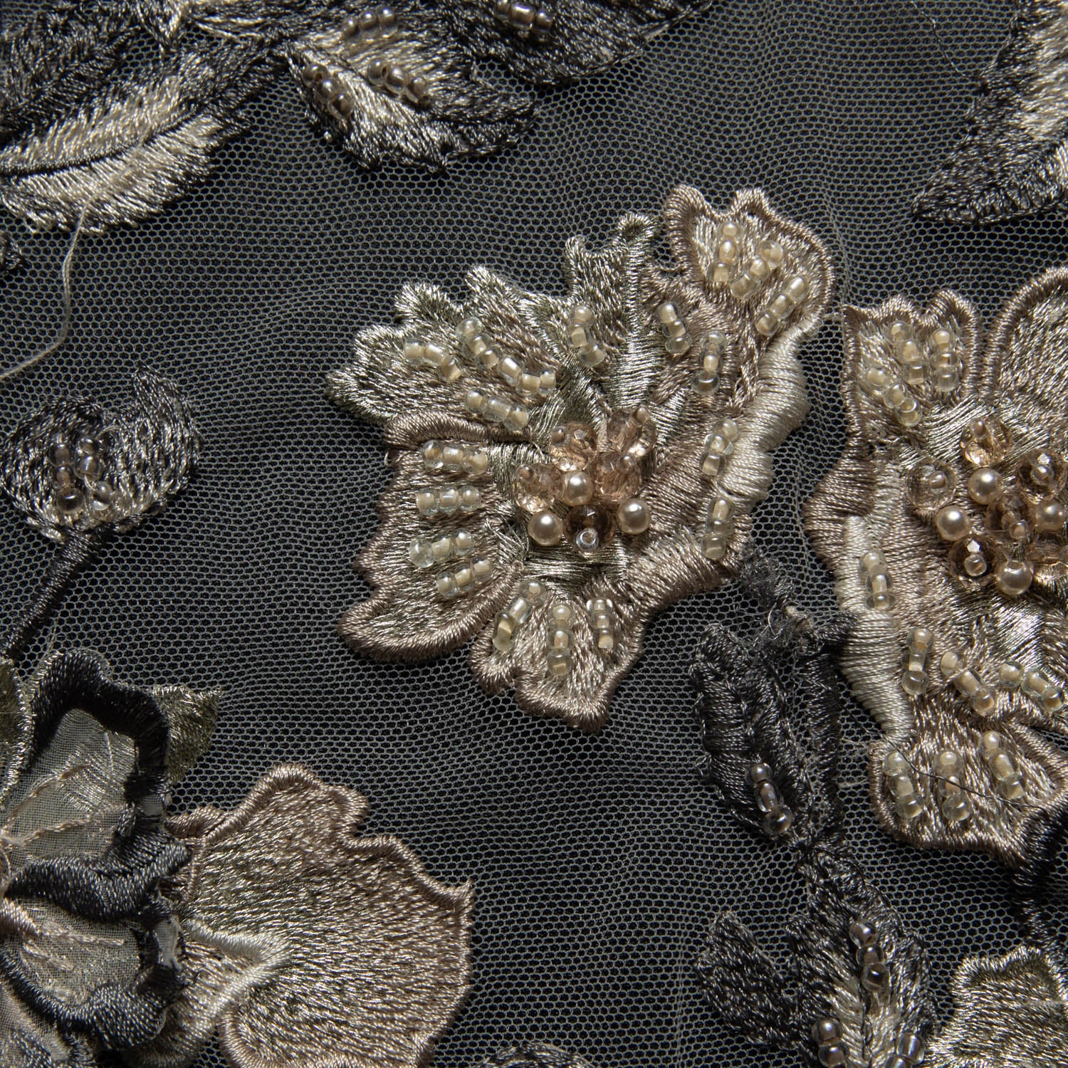 Tulle Lace Fabric Embroidered W/Applique with 3D Floral Design 52" Wide | Exquisite Fabric