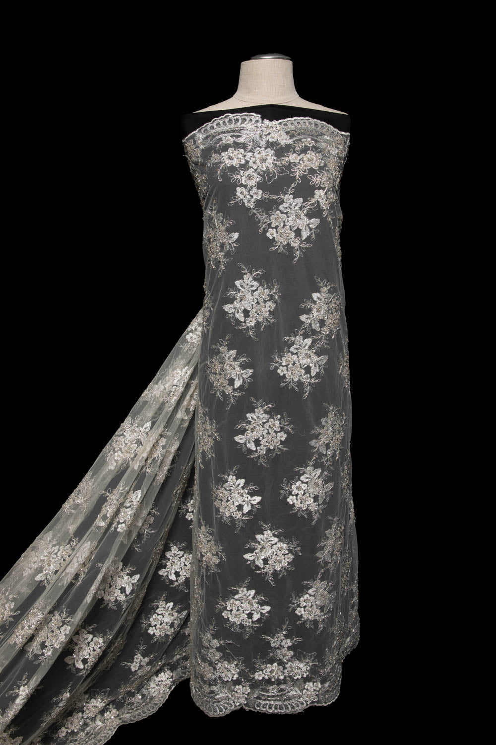 Tulle Lace Fabric Embroidered with Intricate Design 52" Wide | Exquisite Fabric