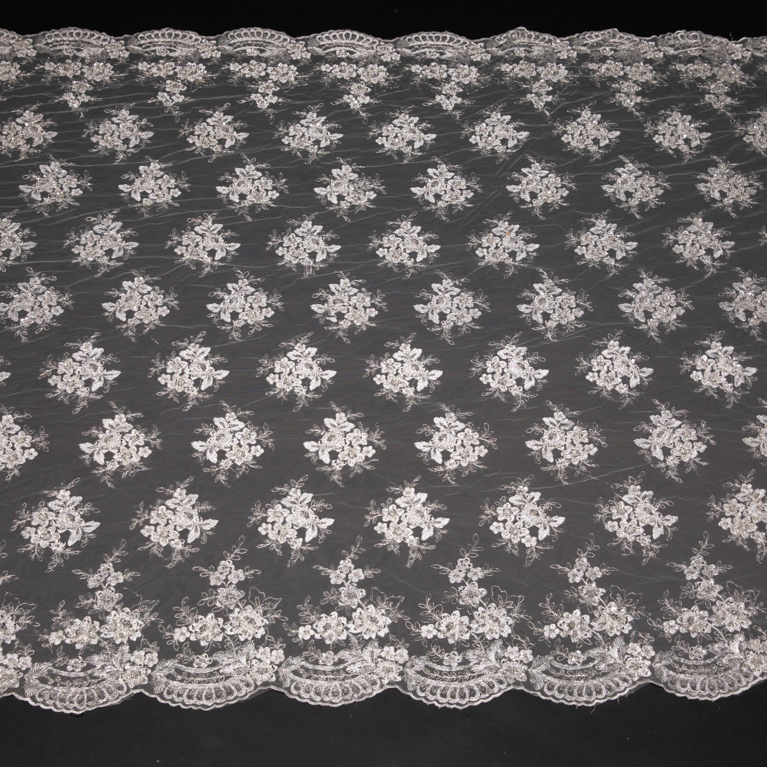 Tulle Lace Fabric Embroidered with Intricate Design 52" Wide | Exquisite Fabric