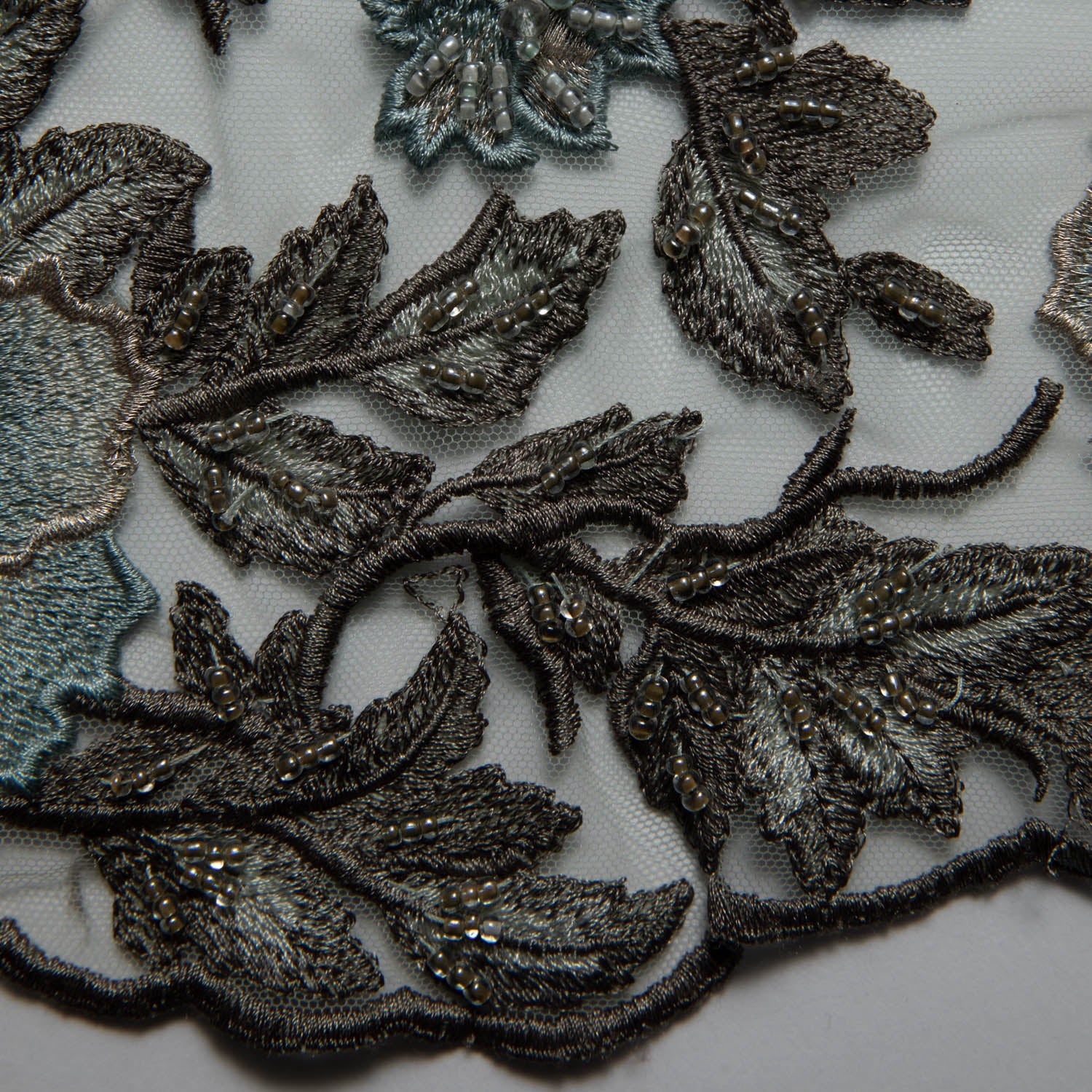 Tulle Lace Fabric Embroidered W/Applique with 3D Floral Design 52" Wide | Exquisite Fabric