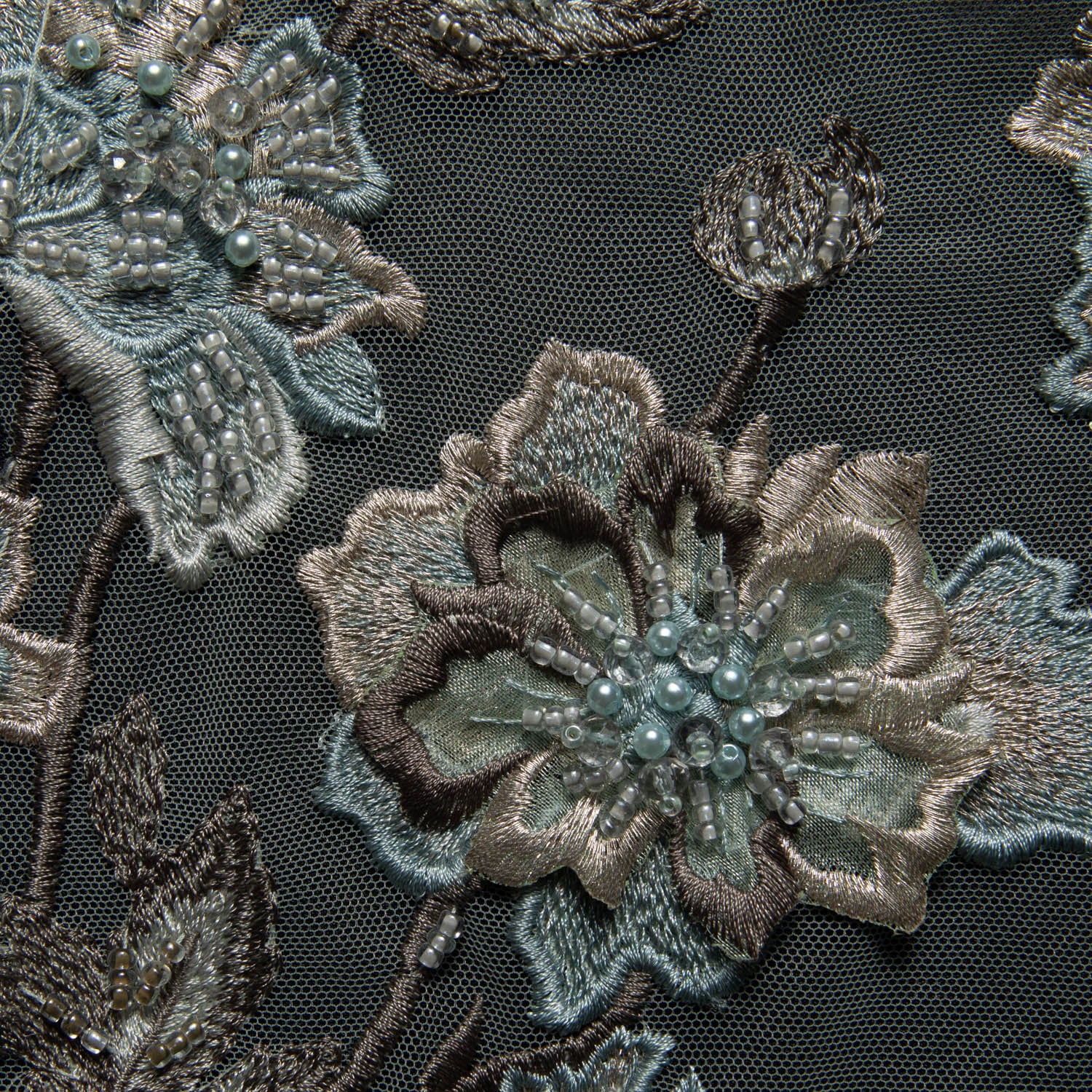 Tulle Lace Fabric Embroidered W/Applique with 3D Floral Design 52" Wide | Exquisite Fabric
