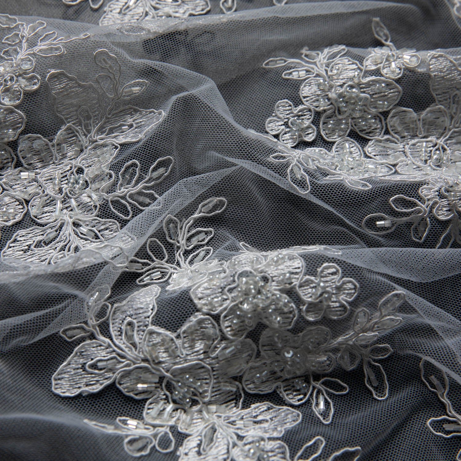Tulle Lace Fabric Embroidered with Intricate Design 52" Wide | Exquisite Fabric