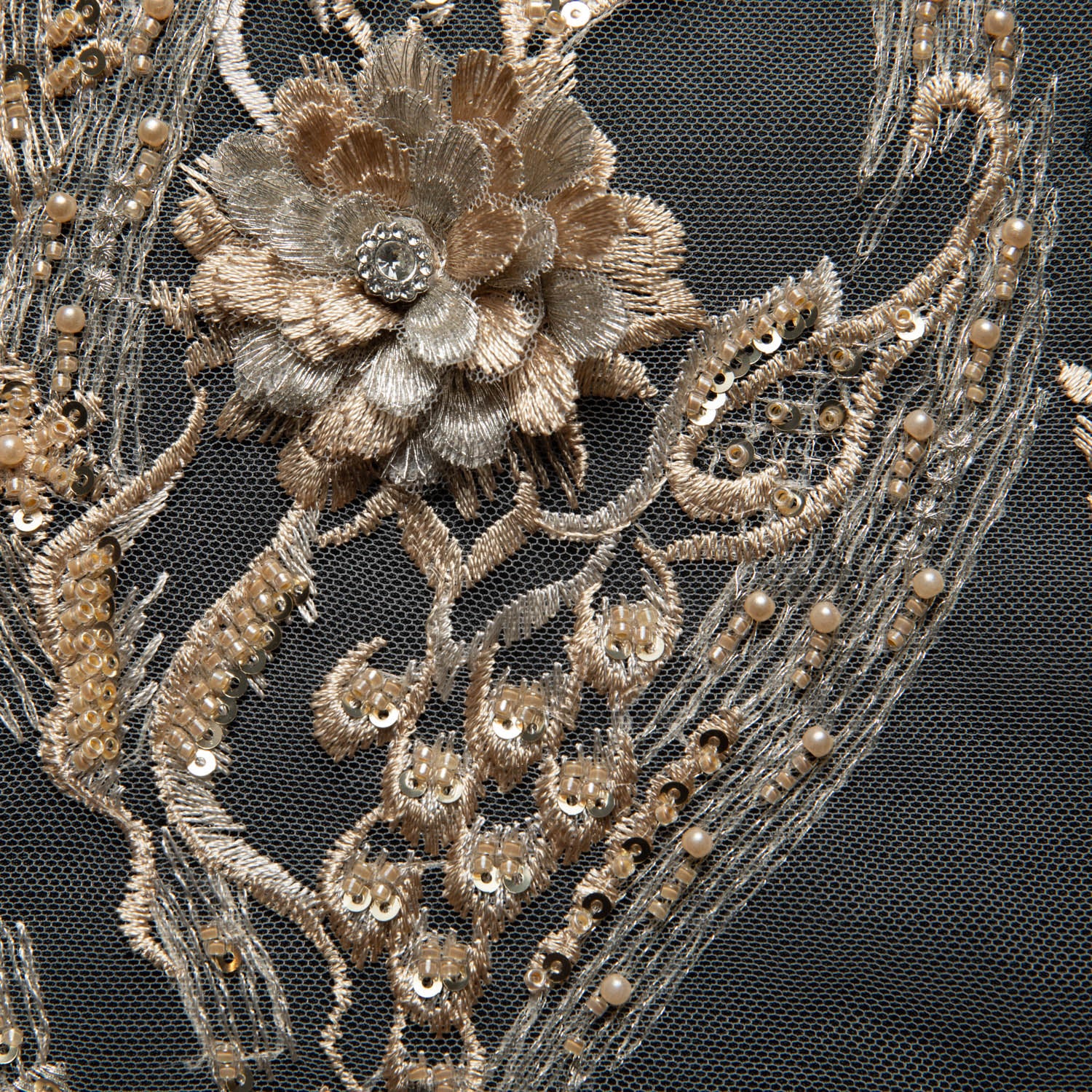 Tulle Lace Fabric Embroidered with Beautiful 3D Floral Pattern 52" Wide | Exquisite Fabric