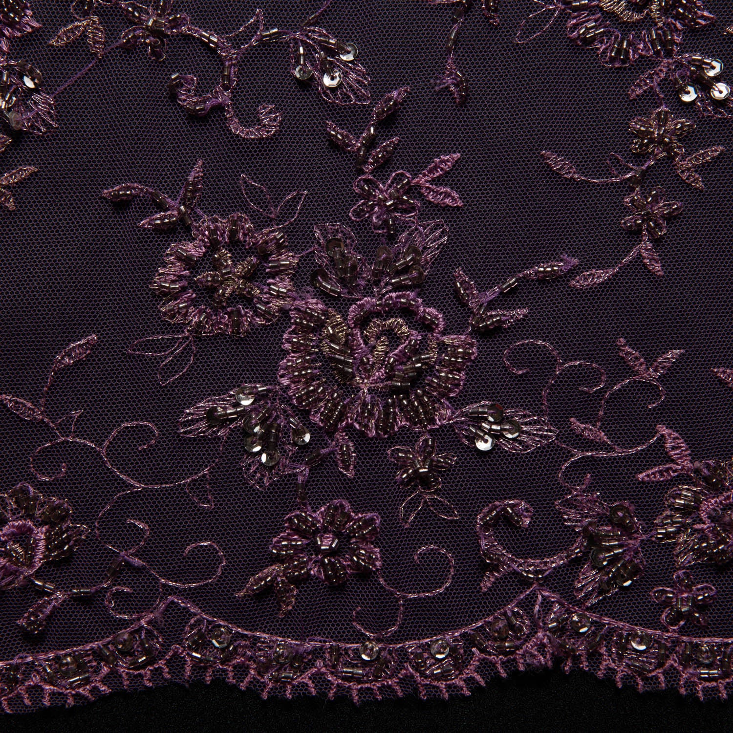 GRAPE EMBROIDERED TULLE LACE FABRIC WITH LAVISH 3D DESIGN 52" WIDE | Exquisite Fabric