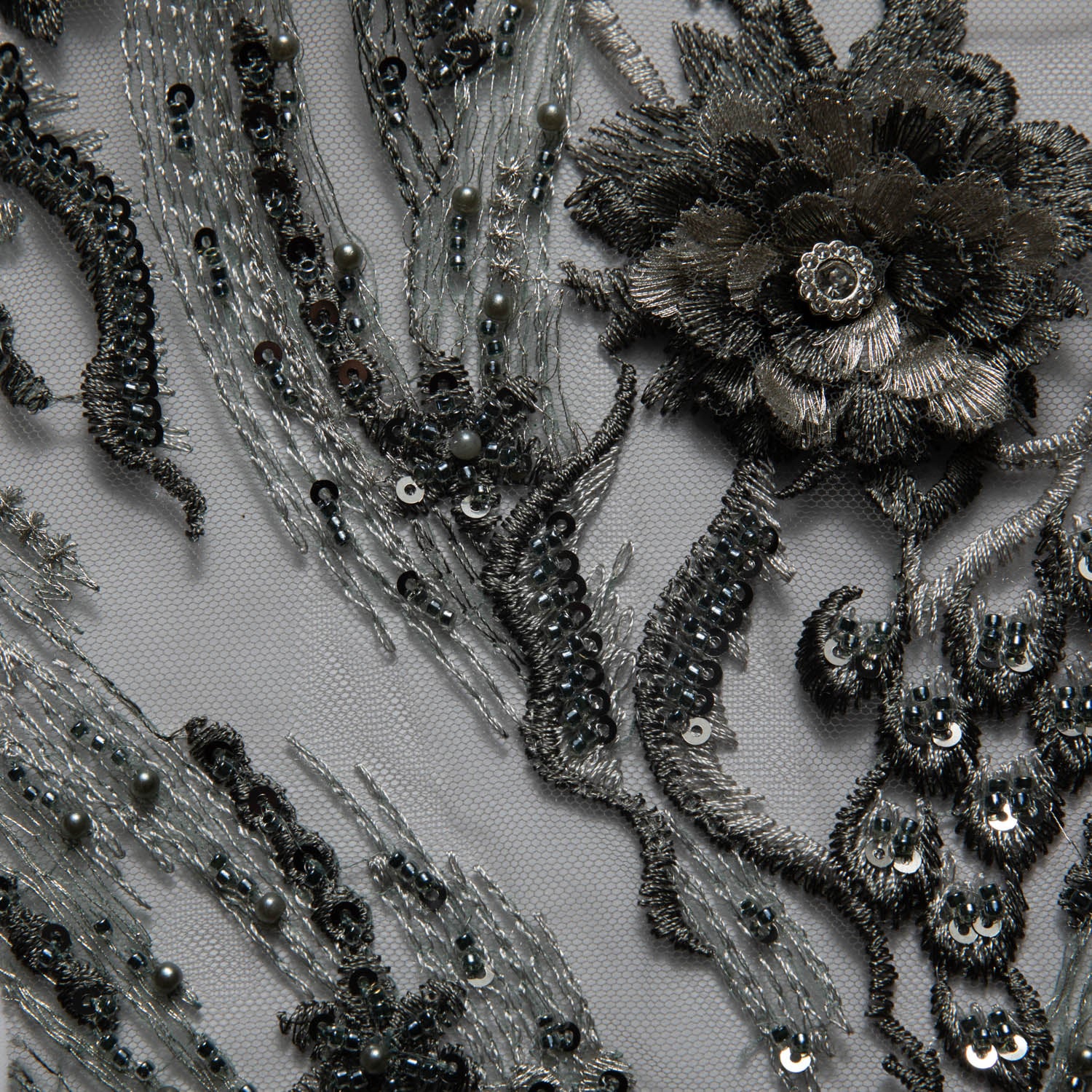 Tulle Lace Fabric Embroidered with Beautiful 3D Floral Pattern 52" Wide | Exquisite Fabric