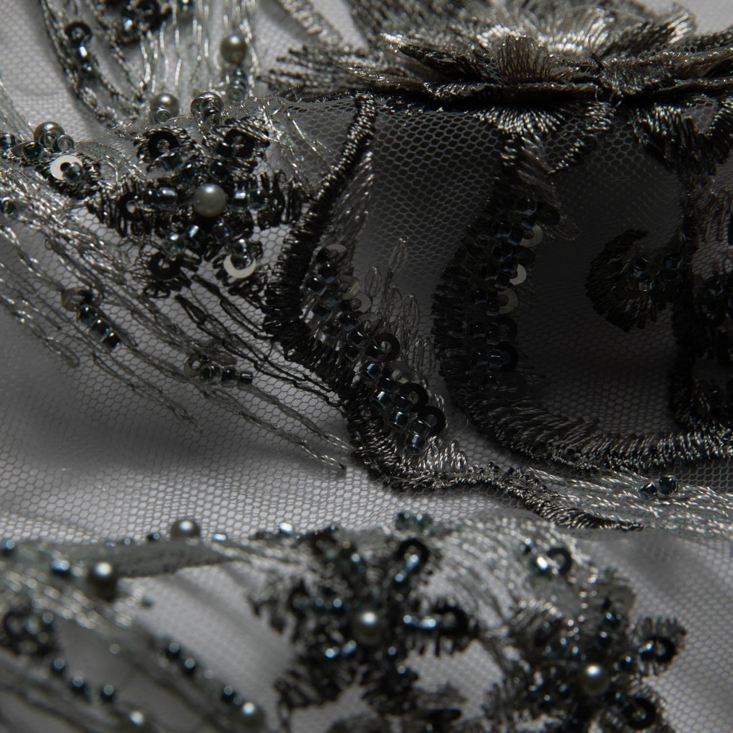 Tulle Lace Fabric Embroidered with Beautiful 3D Floral Pattern 52" Wide | Exquisite Fabric
