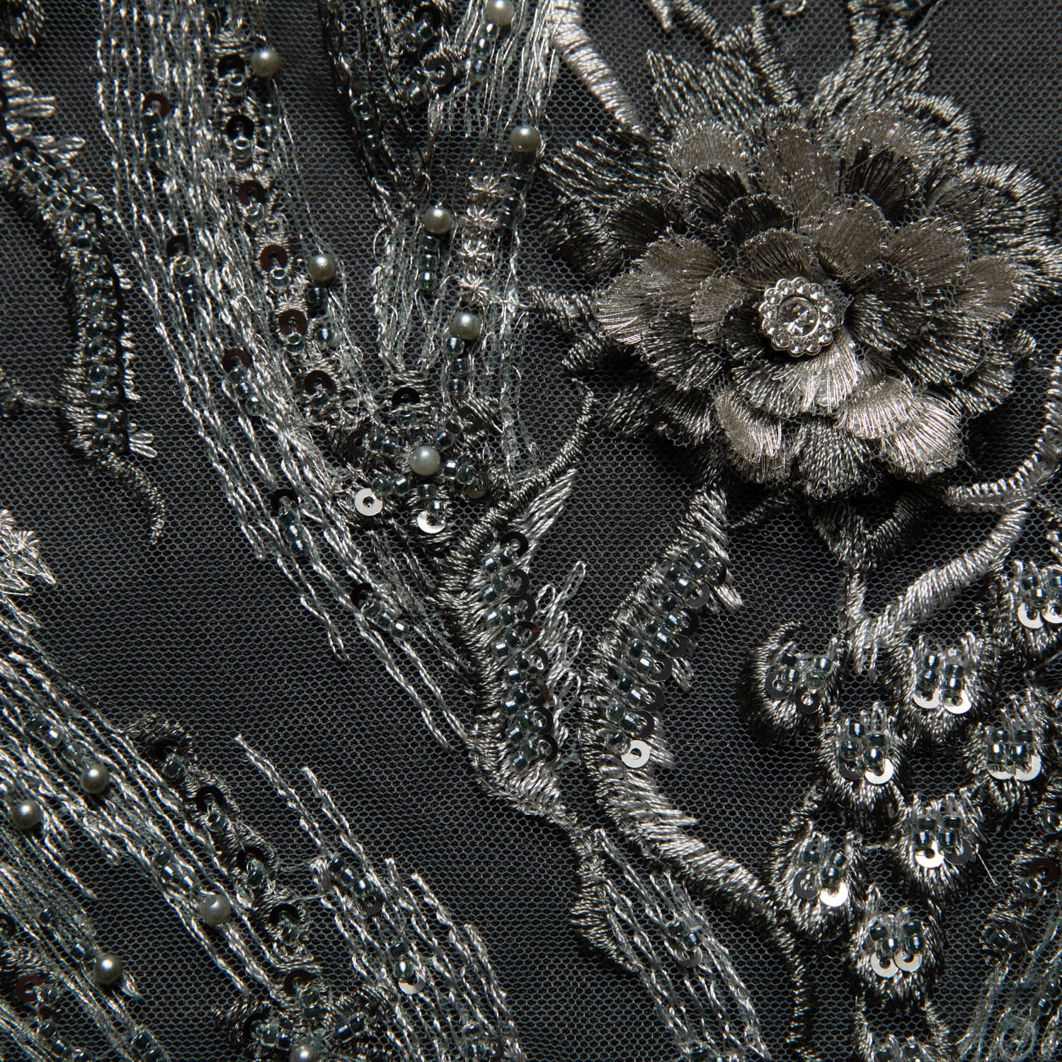 Tulle Lace Fabric Embroidered with Beautiful 3D Floral Pattern 52" Wide | Exquisite Fabric