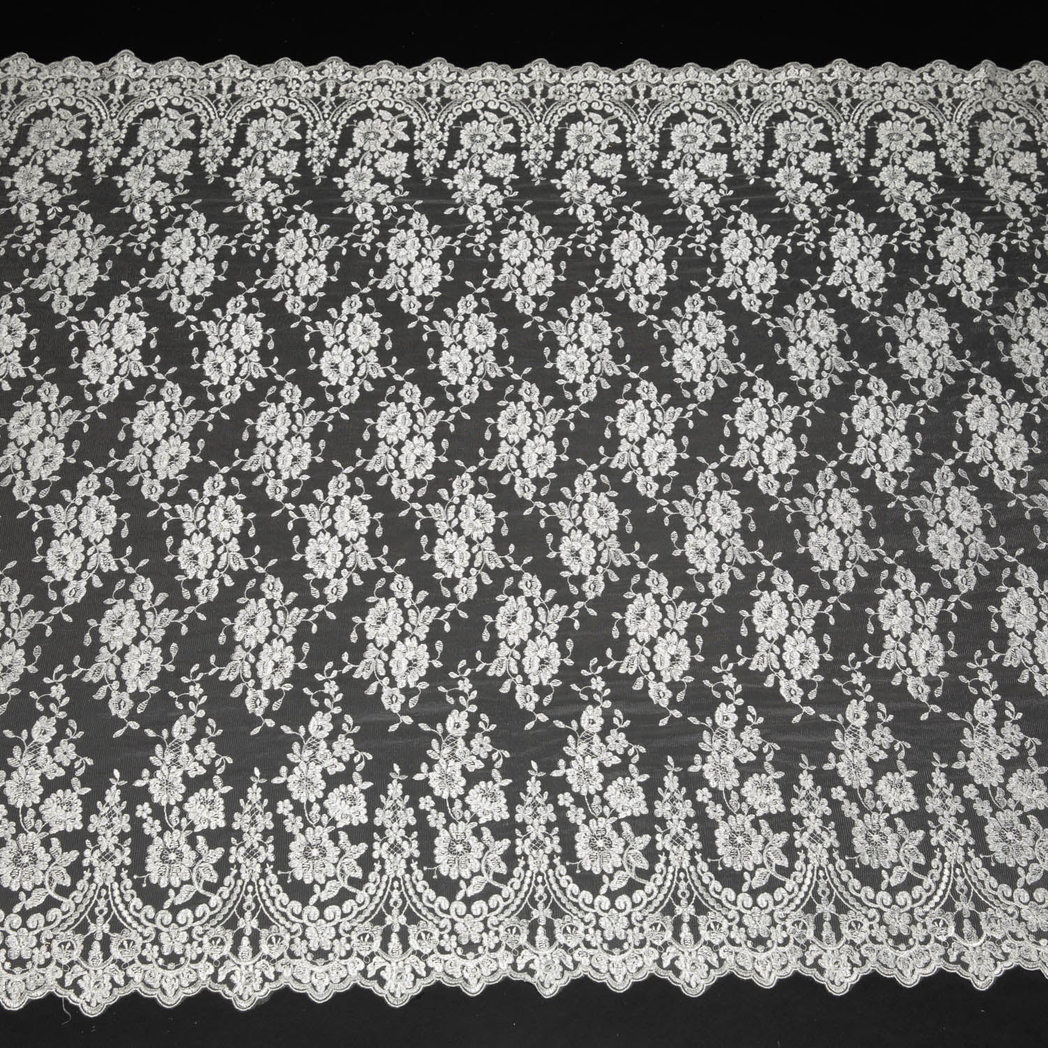 Tulle Lace Fabric Embroidered with Beautiful Intricate Pattern 52" Wide | Exquisite Fabric