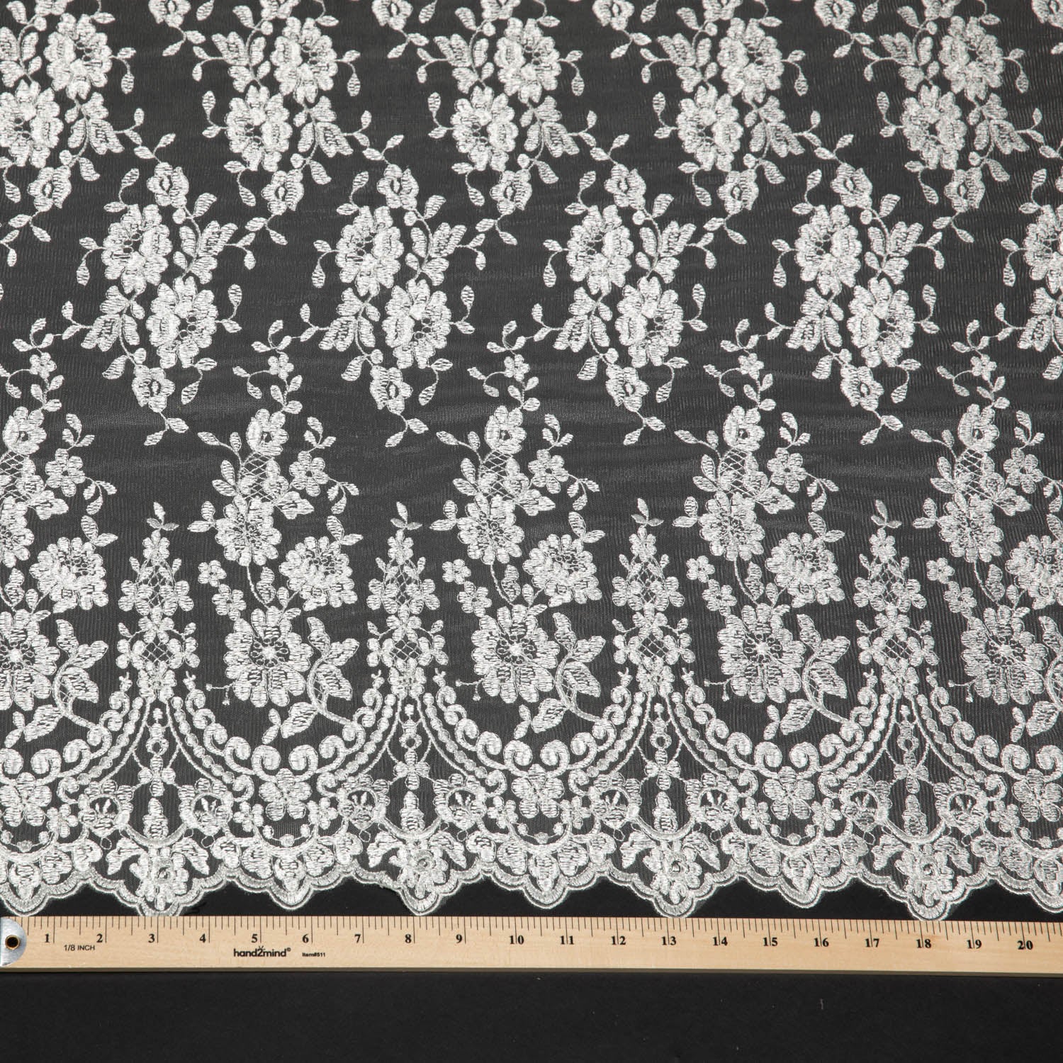 Tulle Lace Fabric Embroidered with Beautiful Intricate Pattern 52" Wide | Exquisite Fabric