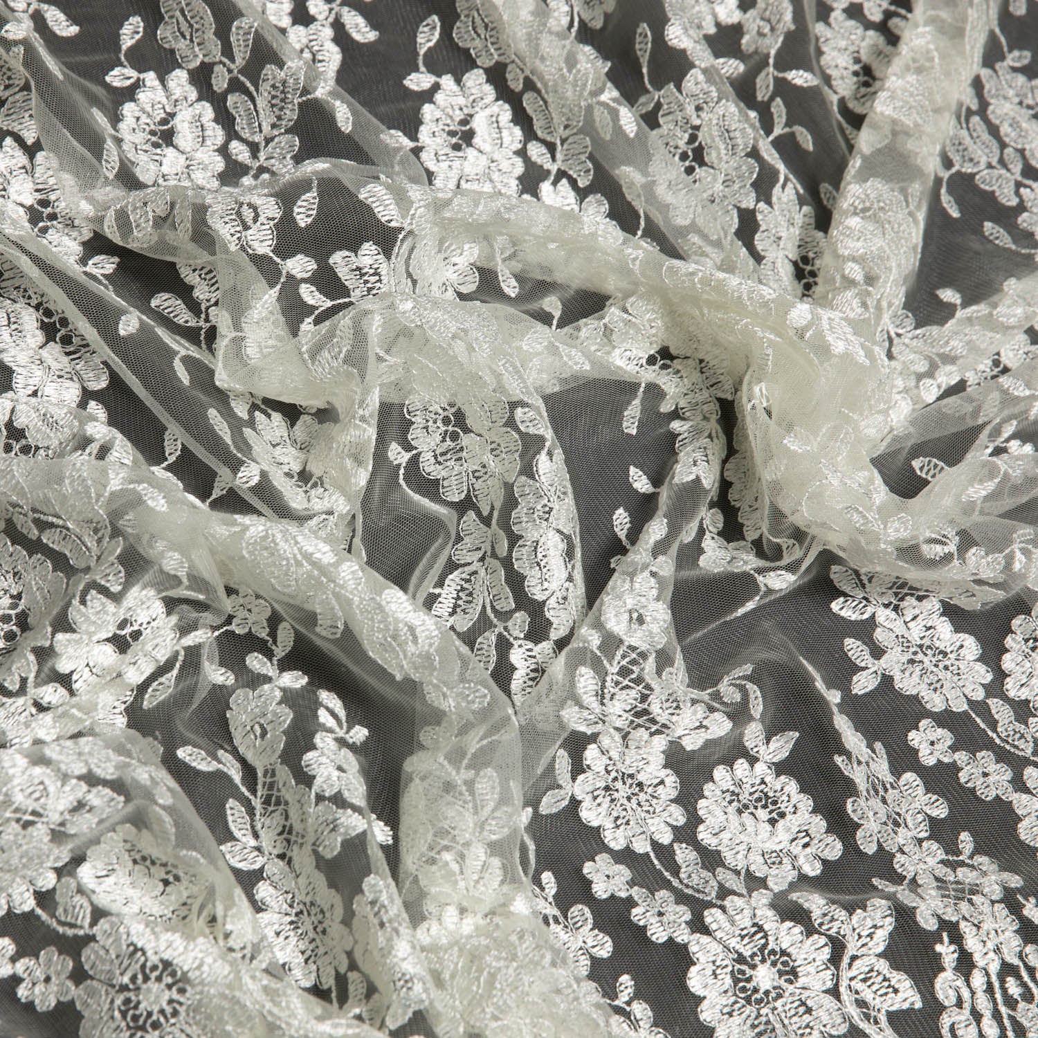 Tulle Lace Fabric Embroidered with Beautiful Intricate Pattern 52" Wide | Exquisite Fabric
