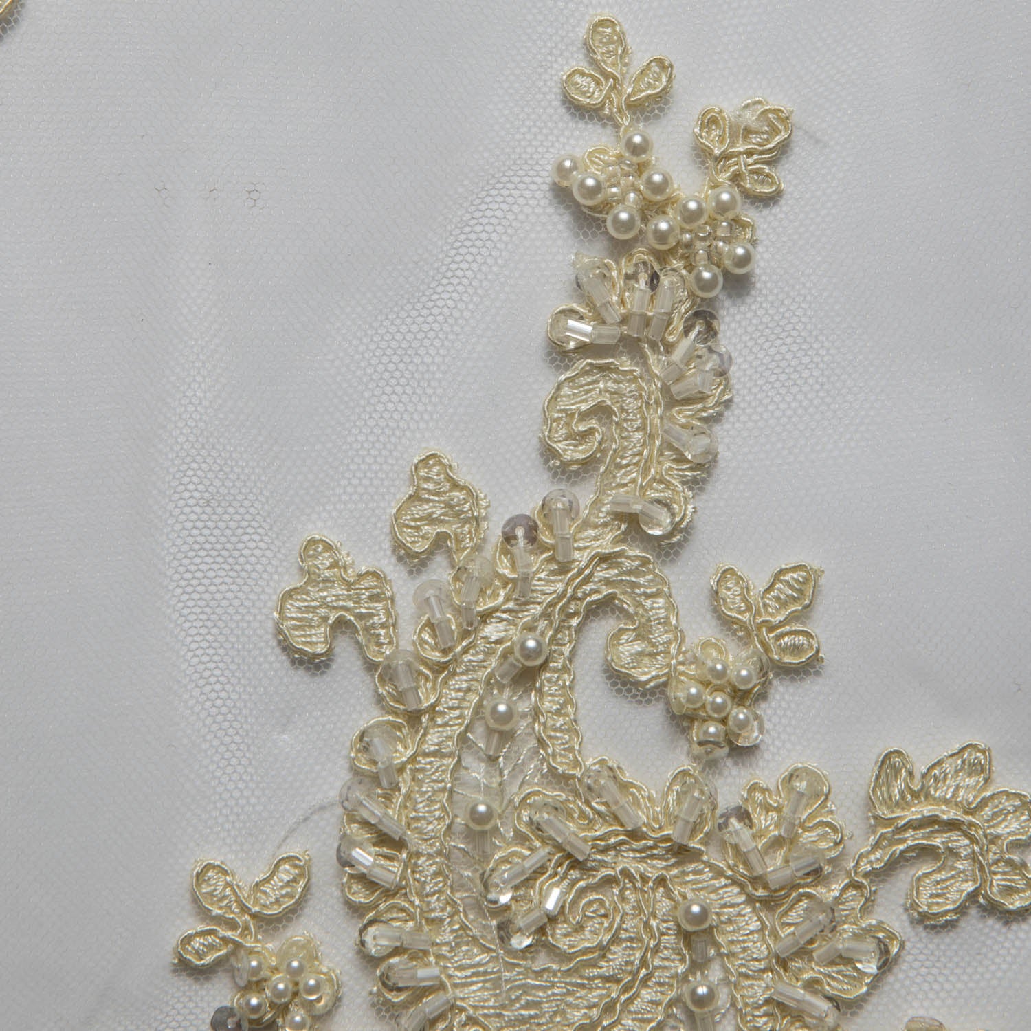 IVORY EMBROIDERED TULLE LACE FABRIC WITH RICH INTRICATE DESIGN 52" WIDE | Exquisite Fabric