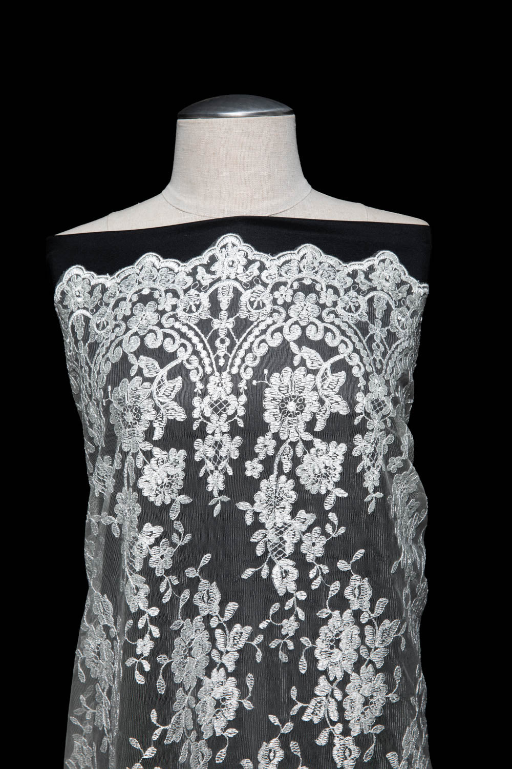 Tulle Lace Fabric Embroidered with Beautiful Intricate Pattern 52" Wide | Exquisite Fabric