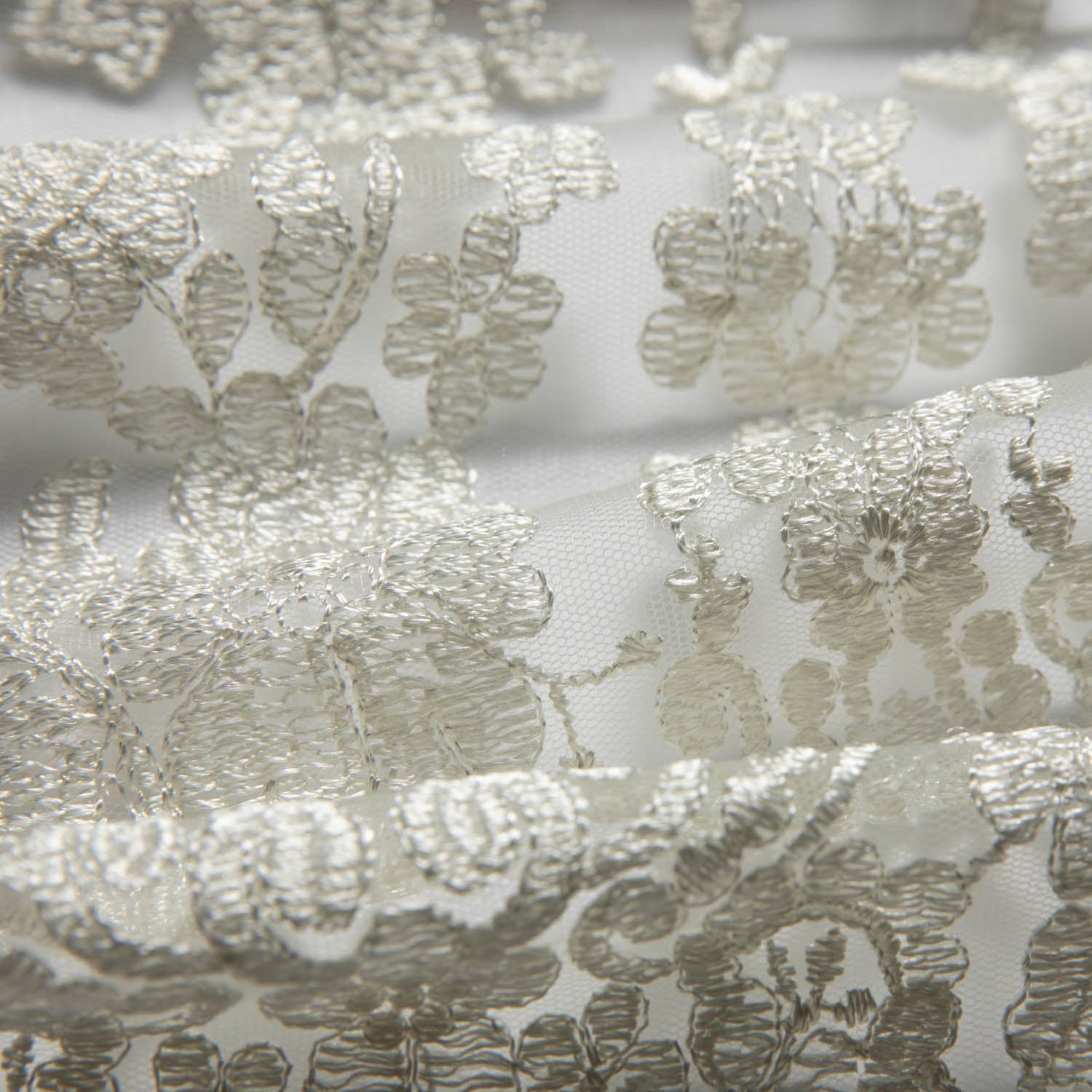 Tulle Lace Fabric Embroidered with Beautiful Intricate Pattern 52" Wide | Exquisite Fabric