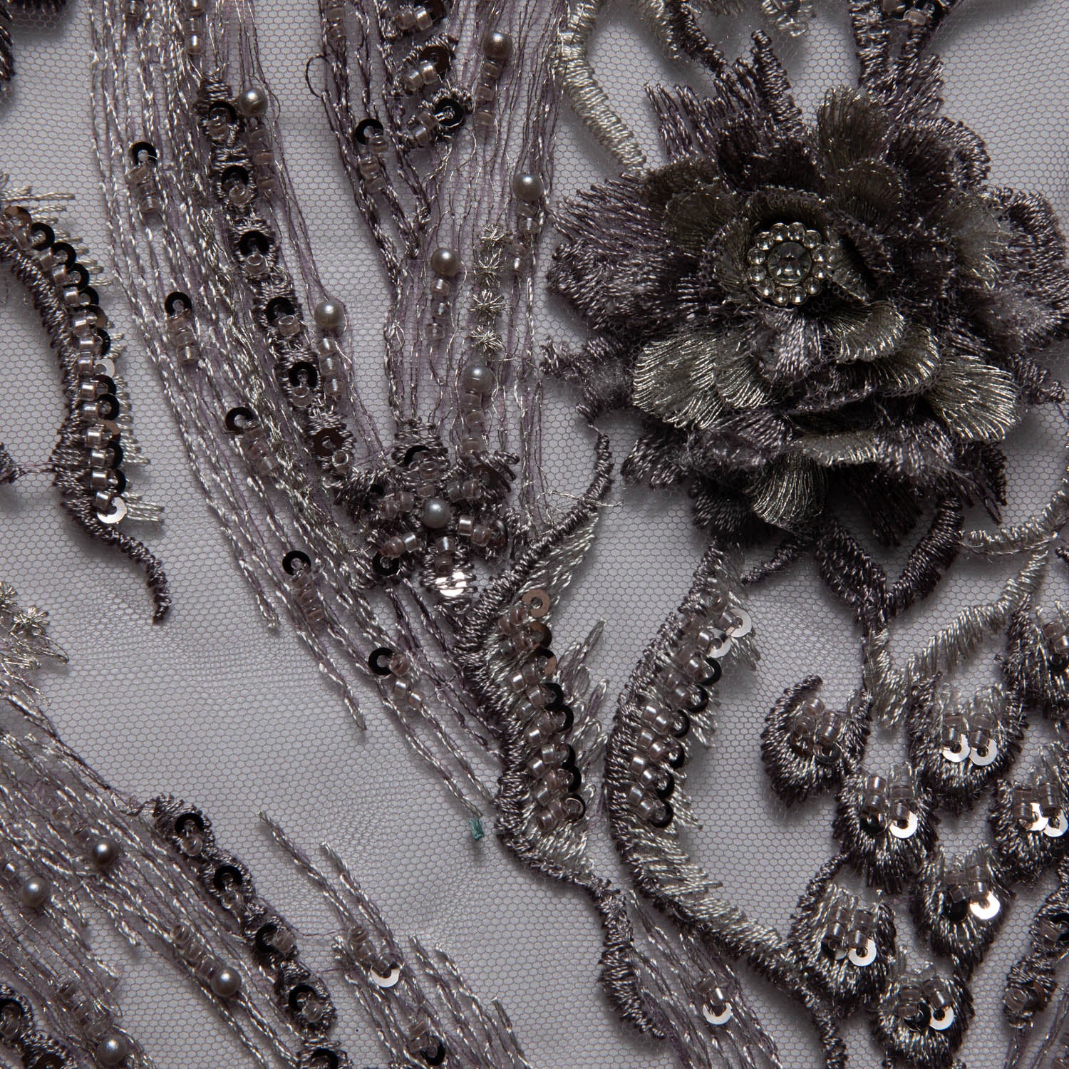 Tulle Lace Fabric Embroidered with Beautiful 3D Floral Pattern 52" Wide | Exquisite Fabric