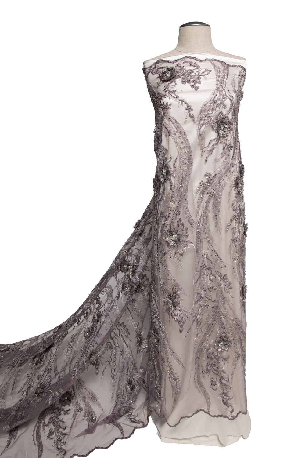 Tulle Lace Fabric Embroidered with Beautiful 3D Floral Pattern 52" Wide | Exquisite Fabric