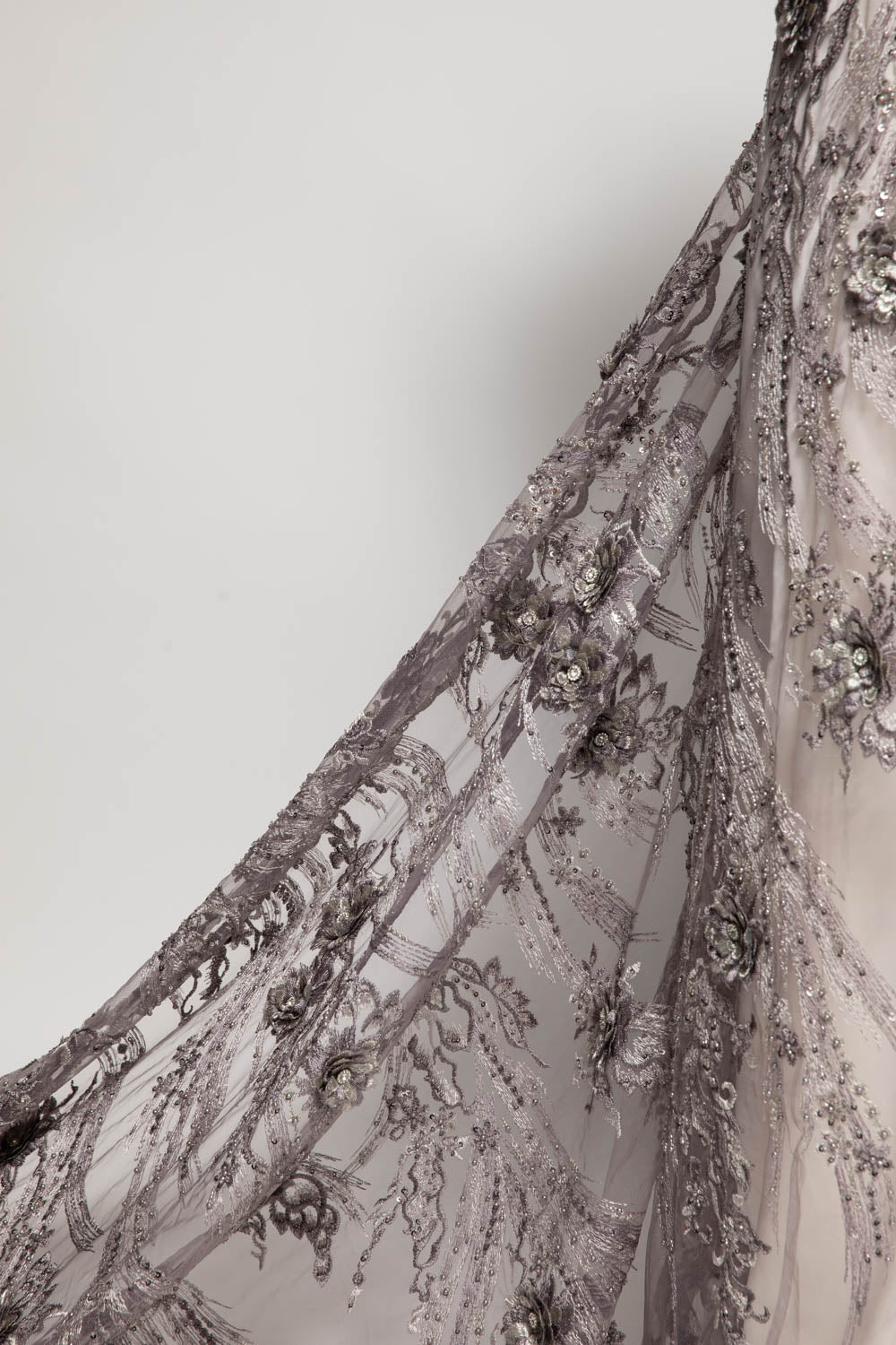 Tulle Lace Fabric Embroidered with Beautiful 3D Floral Pattern 52" Wide | Exquisite Fabric