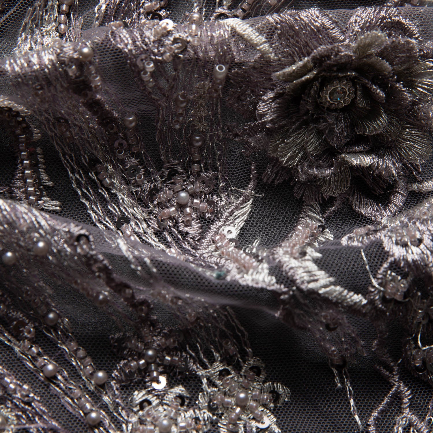 Tulle Lace Fabric Embroidered with Beautiful 3D Floral Pattern 52" Wide | Exquisite Fabric