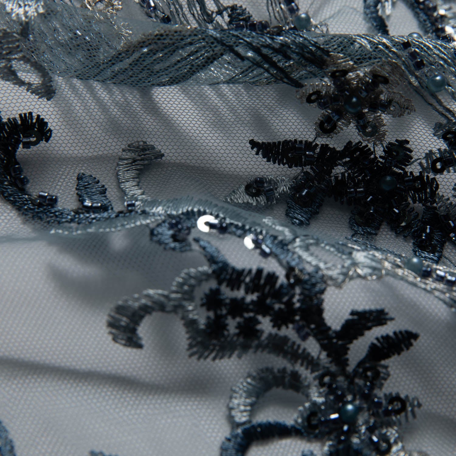 Tulle Lace Fabric Embroidered with Beautiful 3D Floral Pattern 52" Wide | Exquisite Fabric