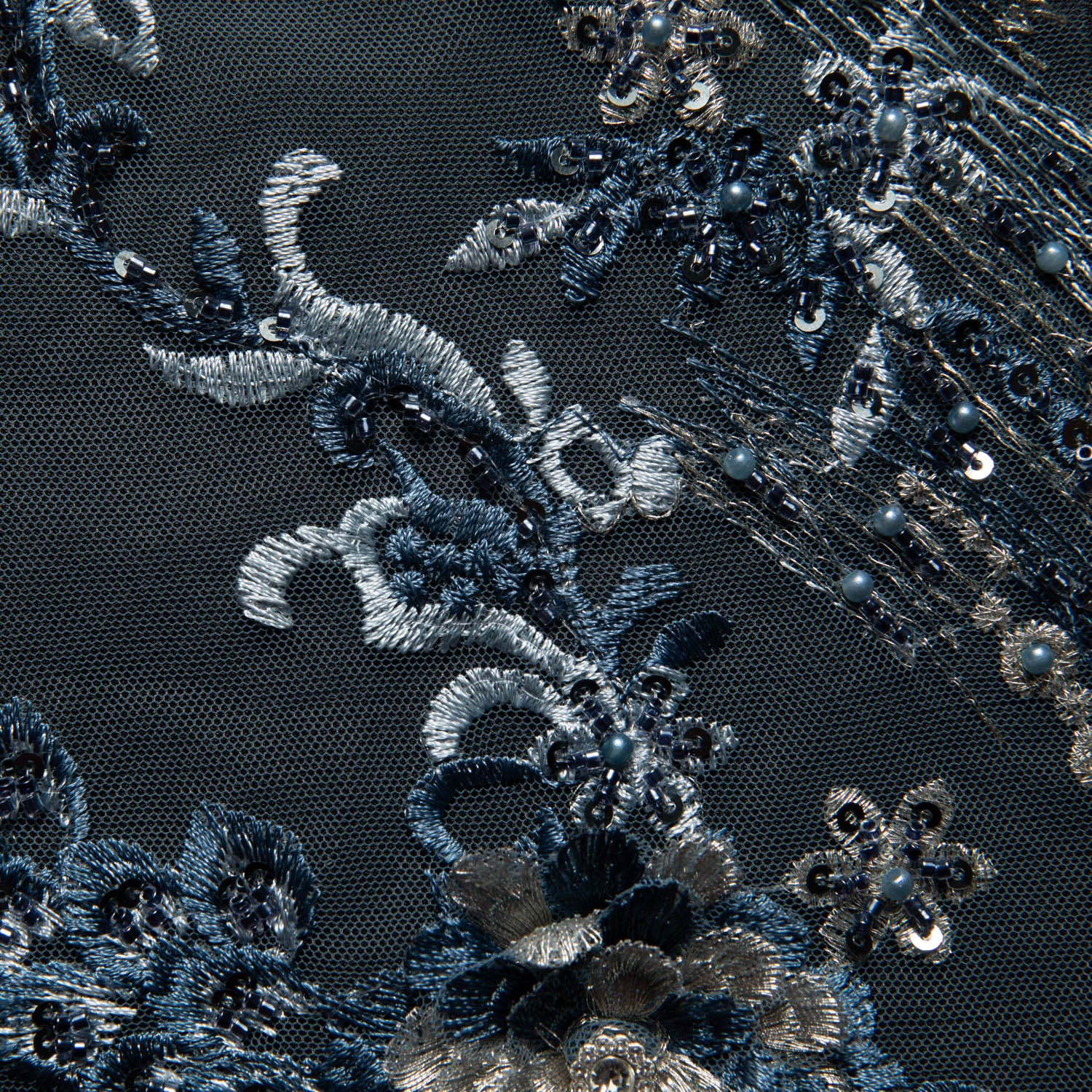 Tulle Lace Fabric Embroidered with Beautiful 3D Floral Pattern 52" Wide | Exquisite Fabric