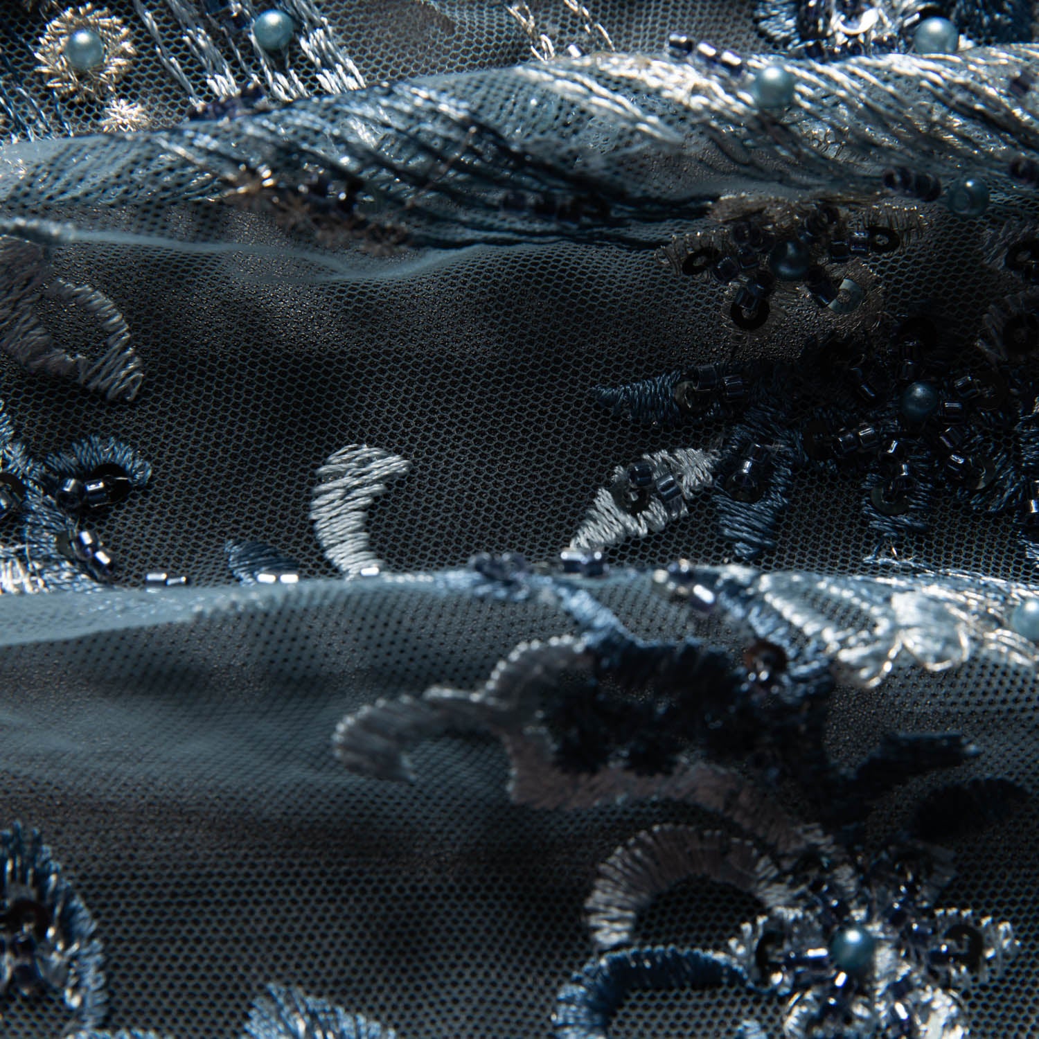 Tulle Lace Fabric Embroidered with Beautiful 3D Floral Pattern 52" Wide | Exquisite Fabric