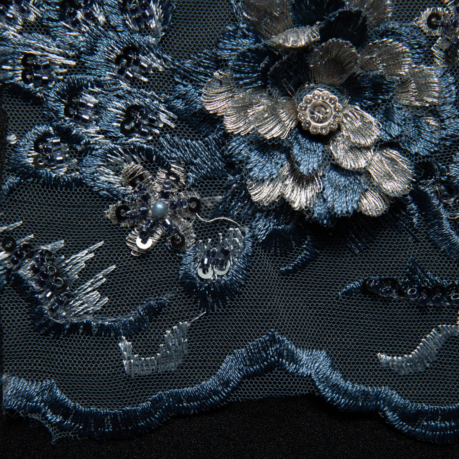 Tulle Lace Fabric Embroidered with Beautiful 3D Floral Pattern 52" Wide | Exquisite Fabric