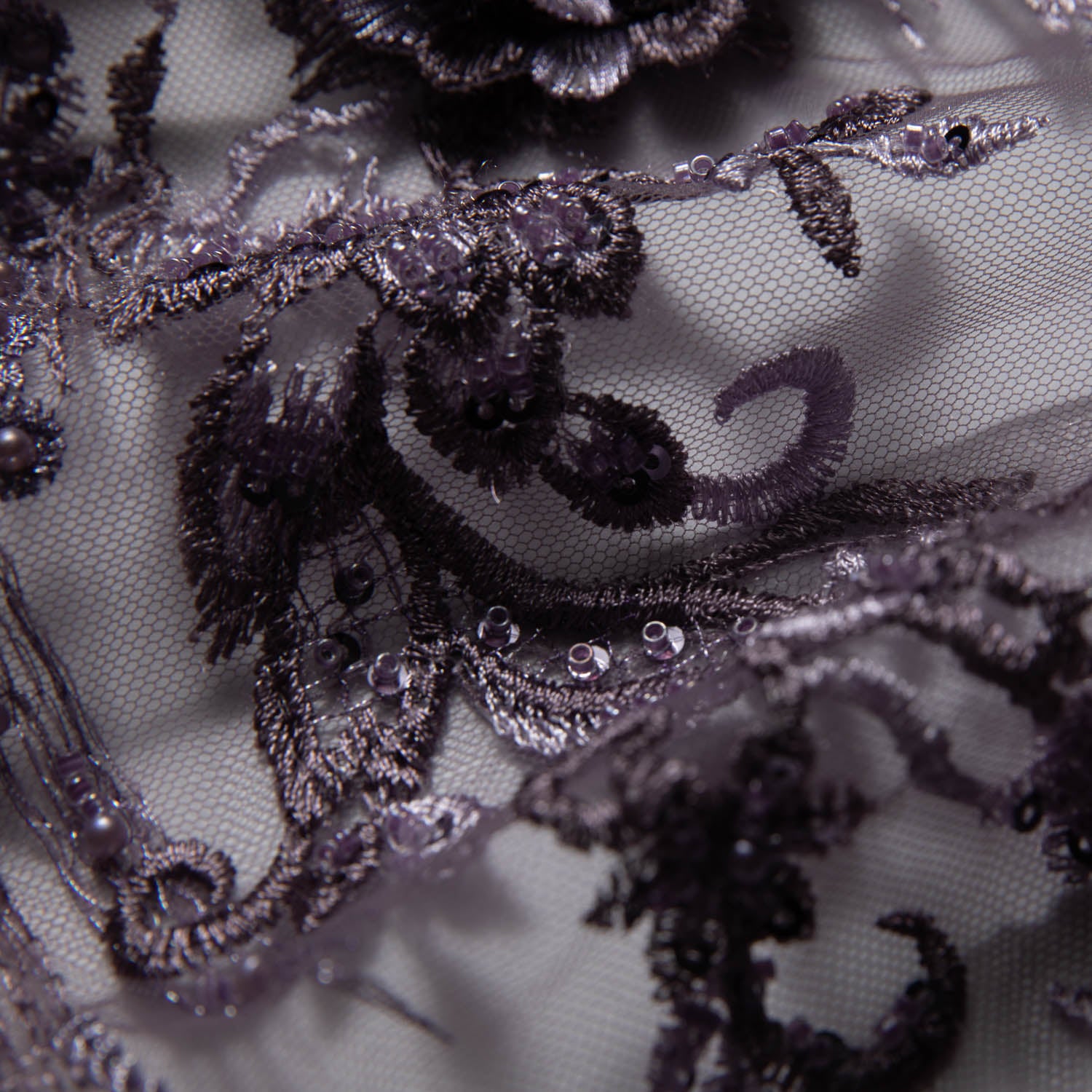 Tulle Lace Fabric Embroidered with Beautiful 3D Floral Pattern 52" Wide | Exquisite Fabric