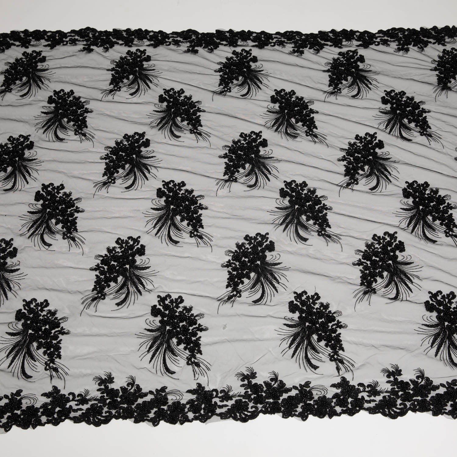 Tulle Lace Fabric Embroidered with Cord and Intricate Pattern 52" Wide | Exquisite Fabric