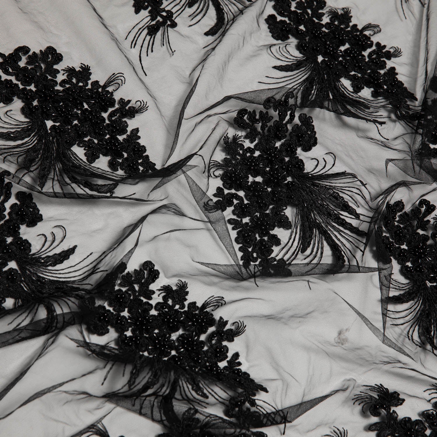 Tulle Lace Fabric Embroidered with Cord and Intricate Pattern 52" Wide | Exquisite Fabric